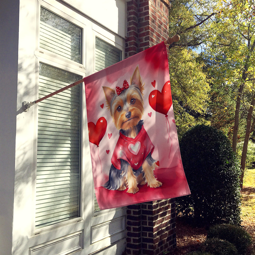 Silky Terrier My Valentine House Flag