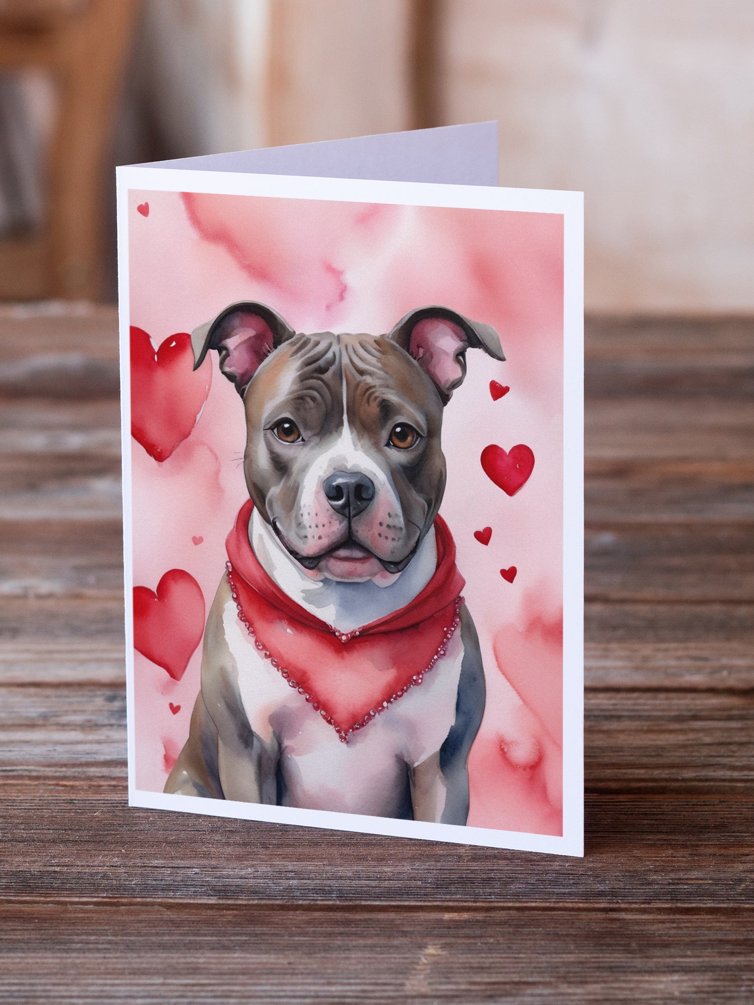Staffordshire Bull Terrier My Valentine Greeting Cards Pack of 8
