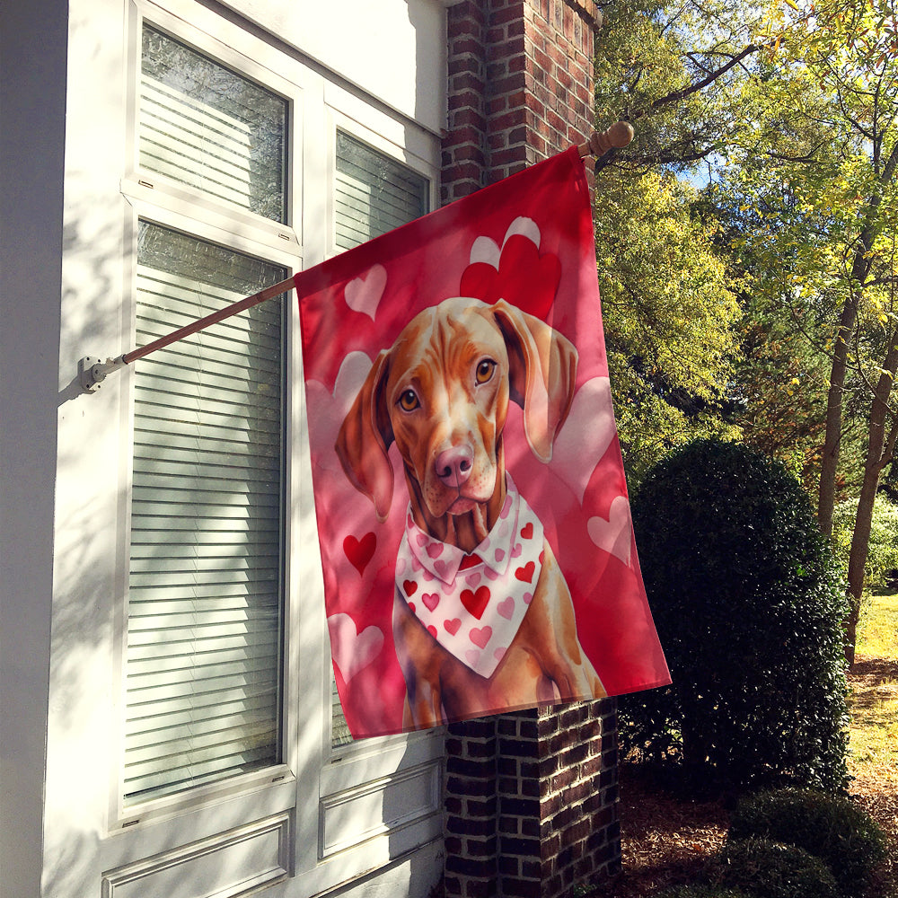 Vizsla My Valentine House Flag