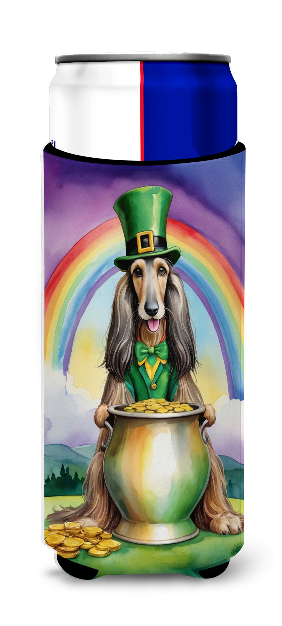 Buy this Afghan Hound St Patrick's Day Hugger for Ultra Slim Cans