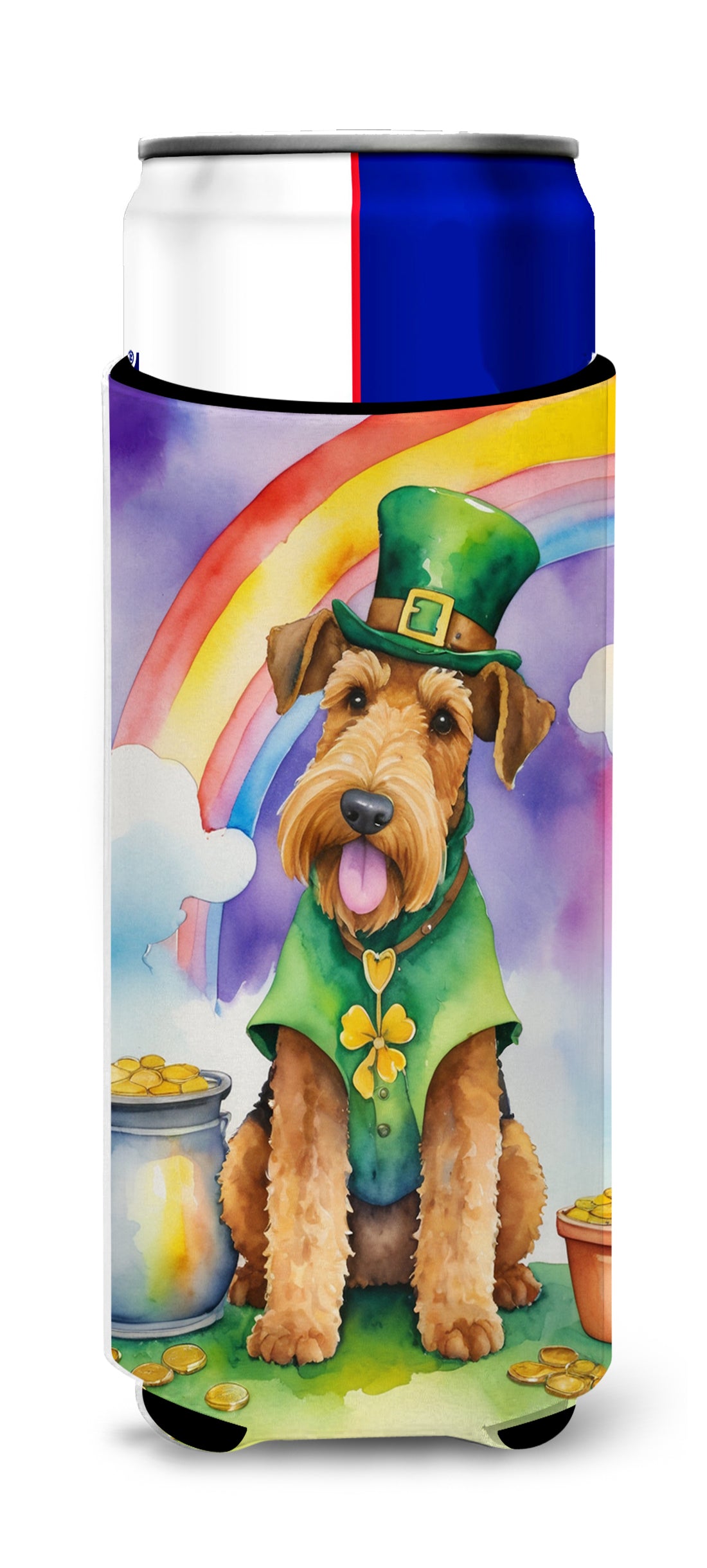 Buy this Airedale Terrier St Patrick's Day Hugger for Ultra Slim Cans