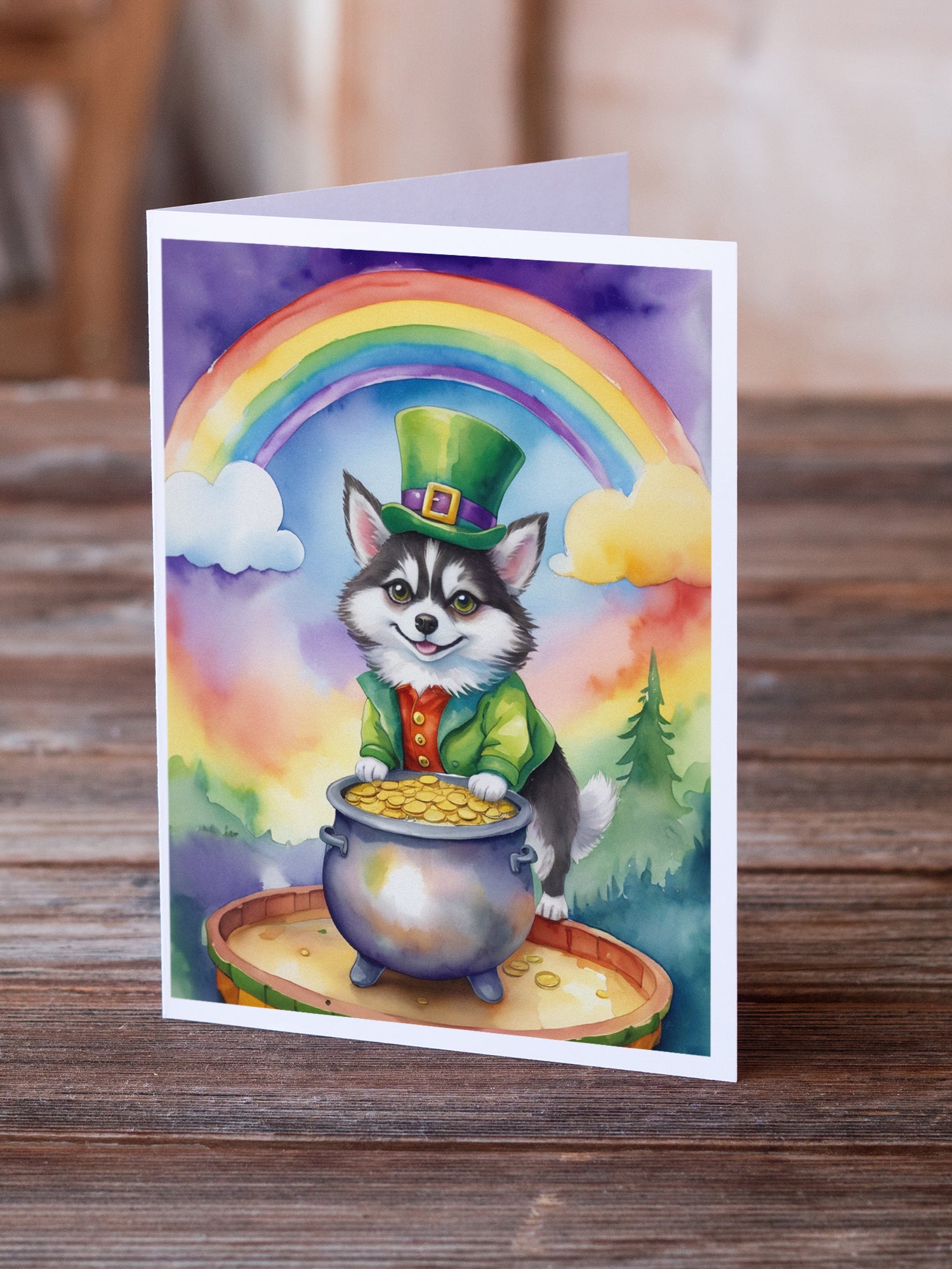 Alaskan Klee Kai St Patrick's Day Greeting Cards Pack of 8