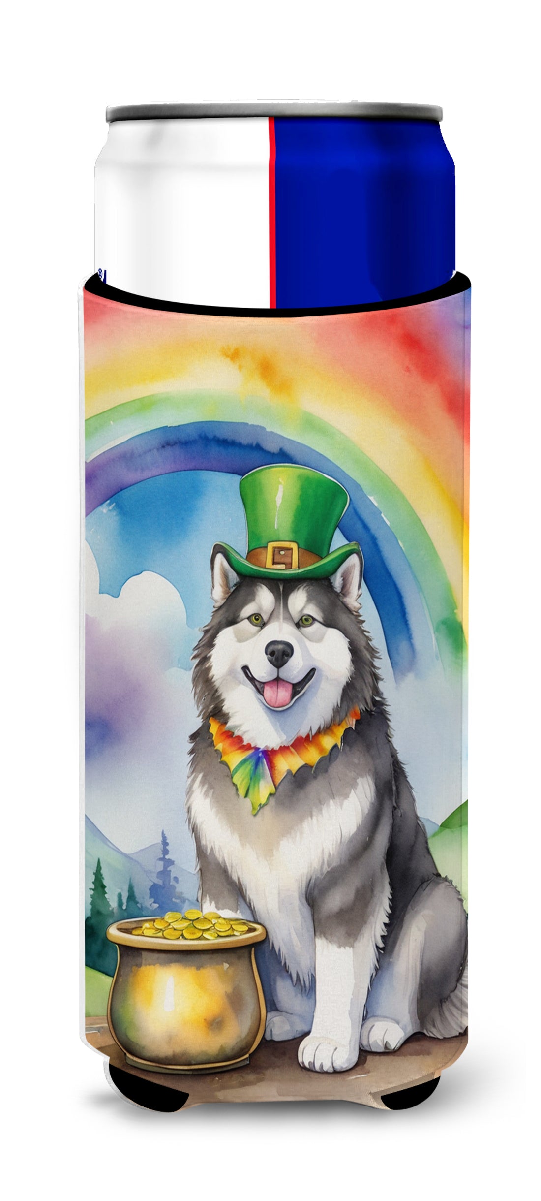 Buy this Alaskan Malamute St Patrick's Day Hugger for Ultra Slim Cans