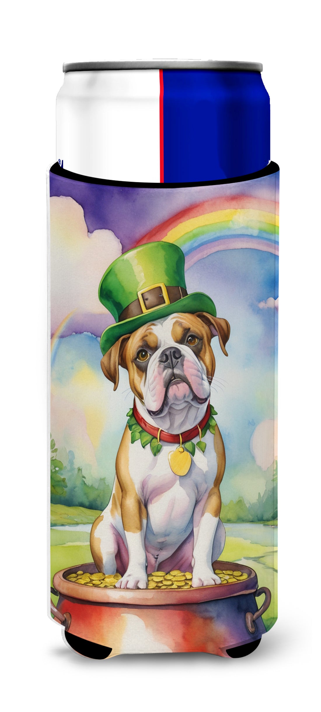 Buy this American Bulldog St Patrick's Day Hugger for Ultra Slim Cans