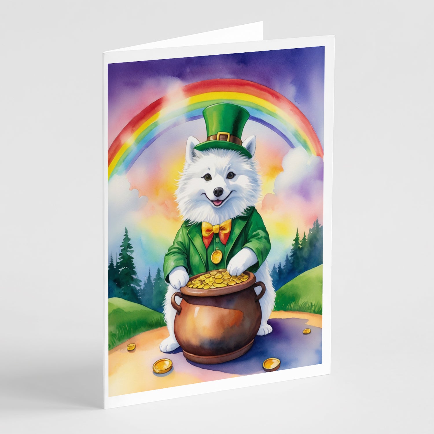 Buy this American Eskimo St Patrick's Day Greeting Cards Pack of 8