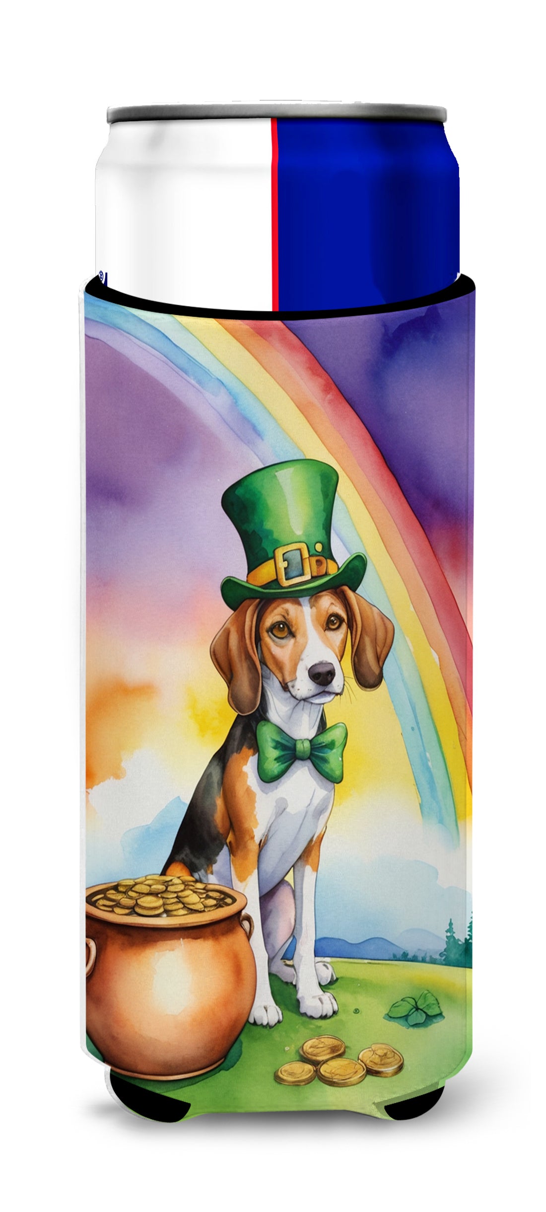 Buy this American Foxhound St Patrick's Day Hugger for Ultra Slim Cans