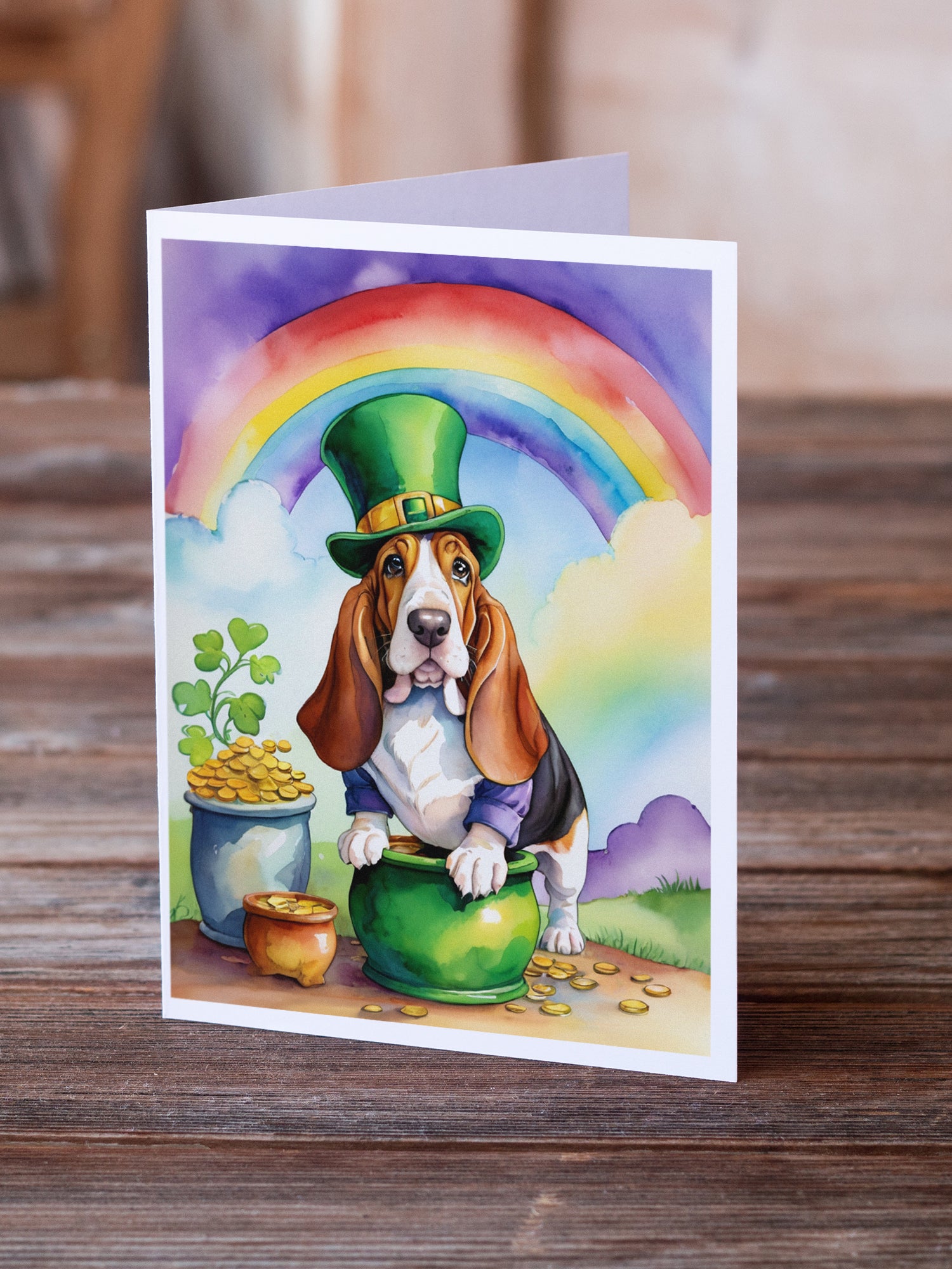 Buy this Basset Hound St Patrick's Day Greeting Cards Pack of 8