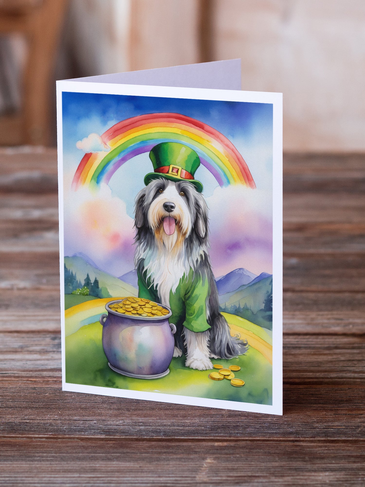 Buy this Bearded Collie St Patrick's Day Greeting Cards Pack of 8