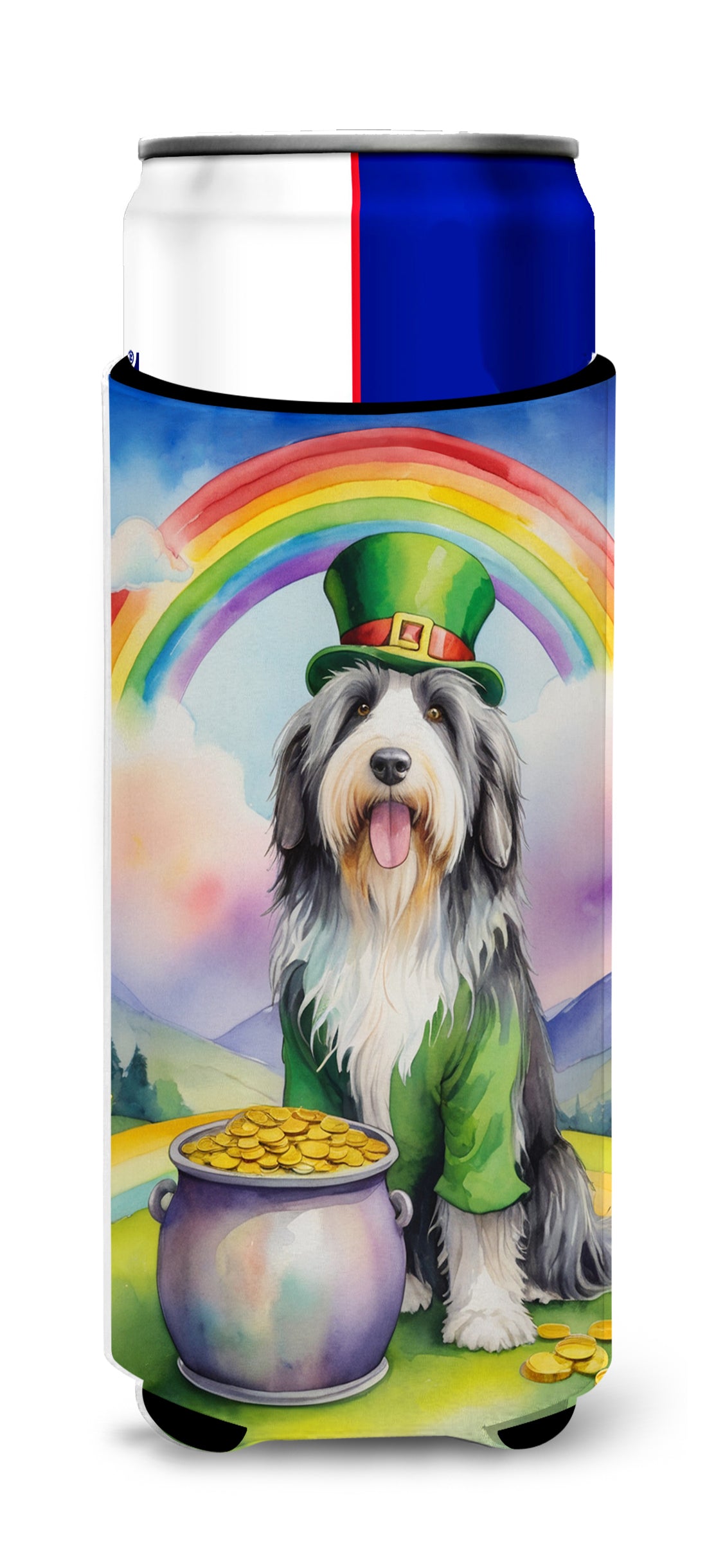 Buy this Bearded Collie St Patrick's Day Hugger for Ultra Slim Cans