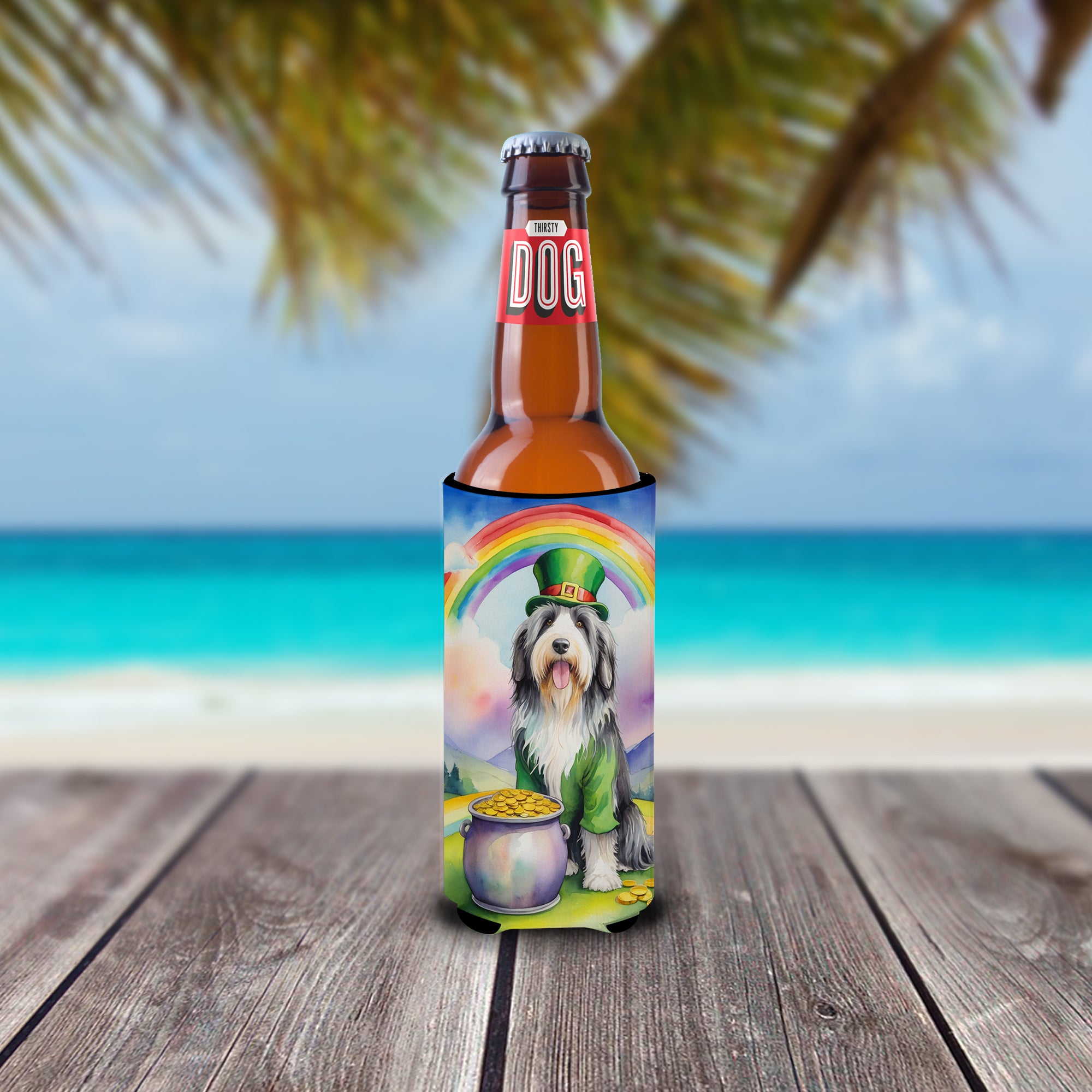 Buy this Bearded Collie St Patrick's Day Hugger for Ultra Slim Cans