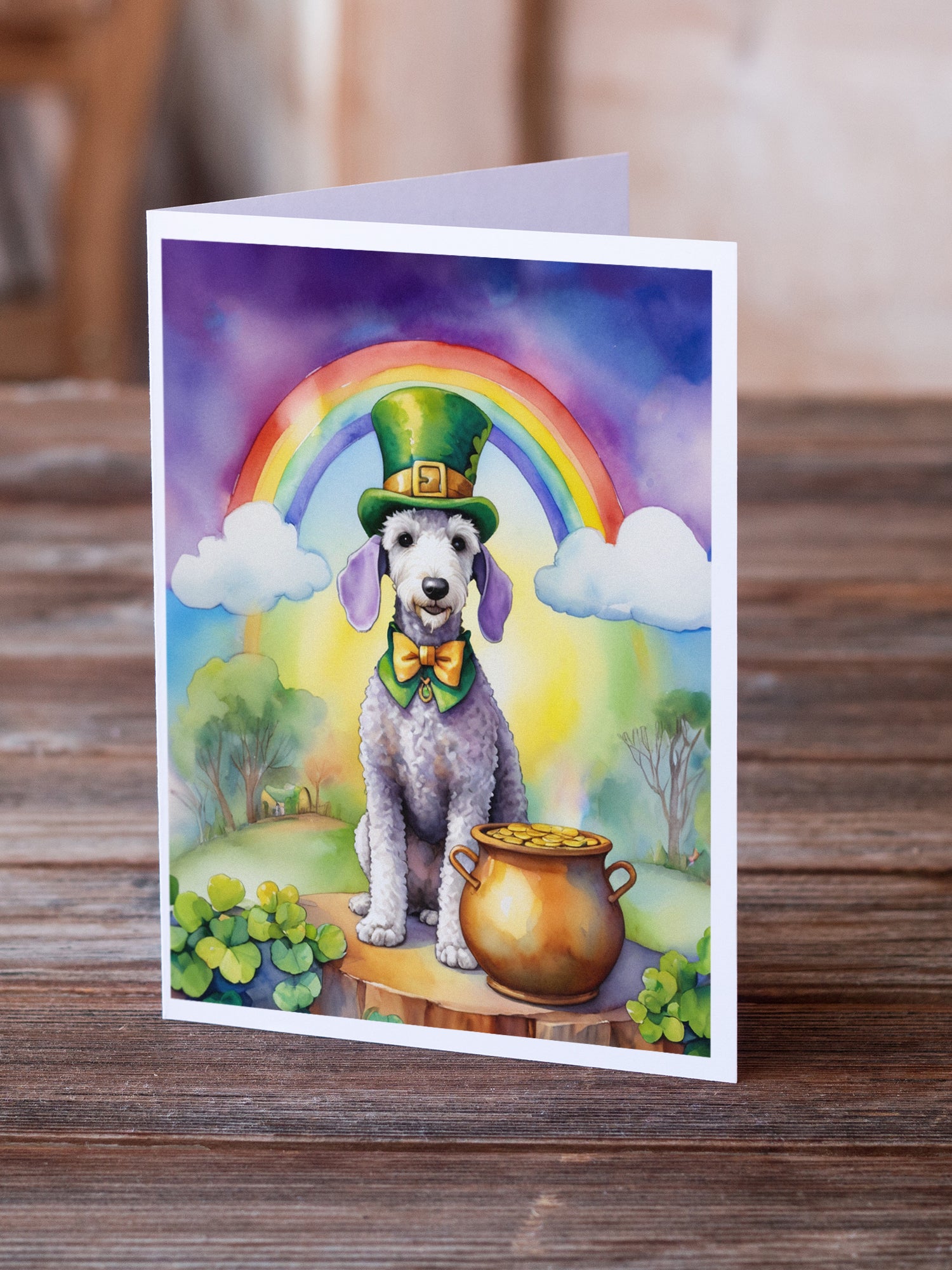 Buy this Bedlington Terrier St Patrick's Day Greeting Cards Pack of 8