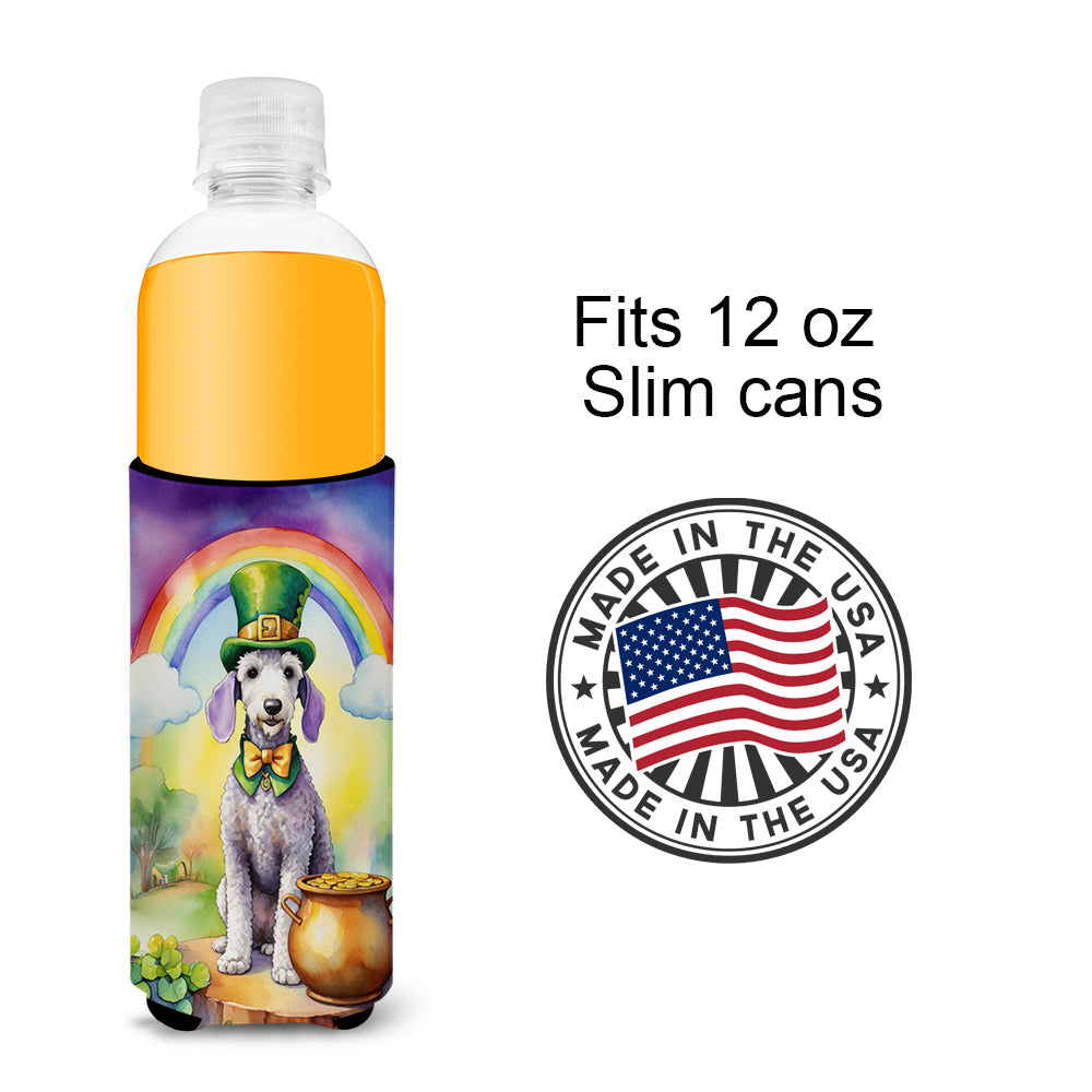 Bedlington Terrier St Patrick's Day Hugger for Ultra Slim Cans