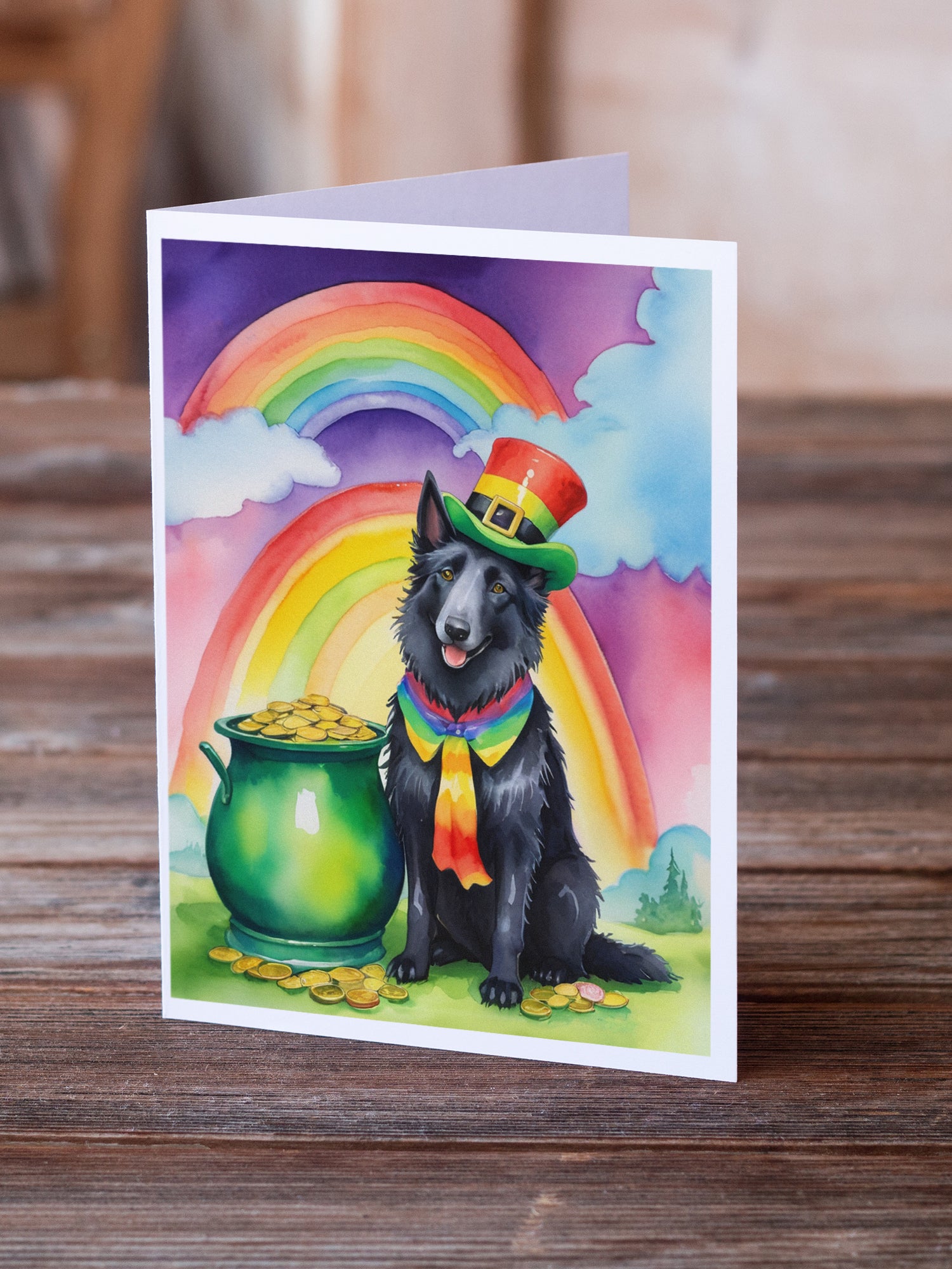 Belgian Sheepdog St Patrick's Day Greeting Cards Pack of 8