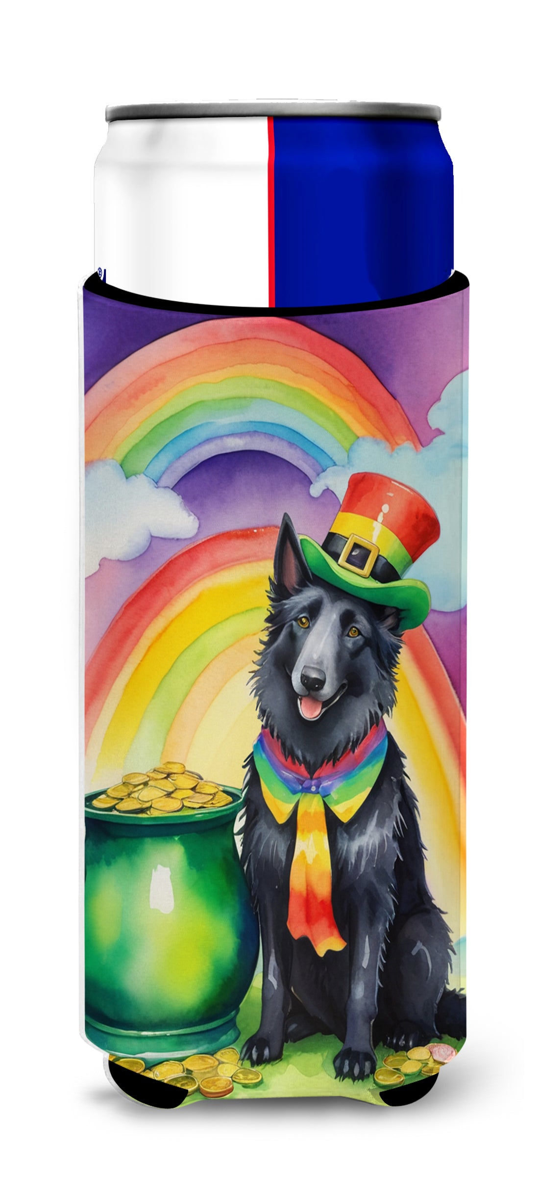 Buy this Belgian Sheepdog St Patrick's Day Hugger for Ultra Slim Cans