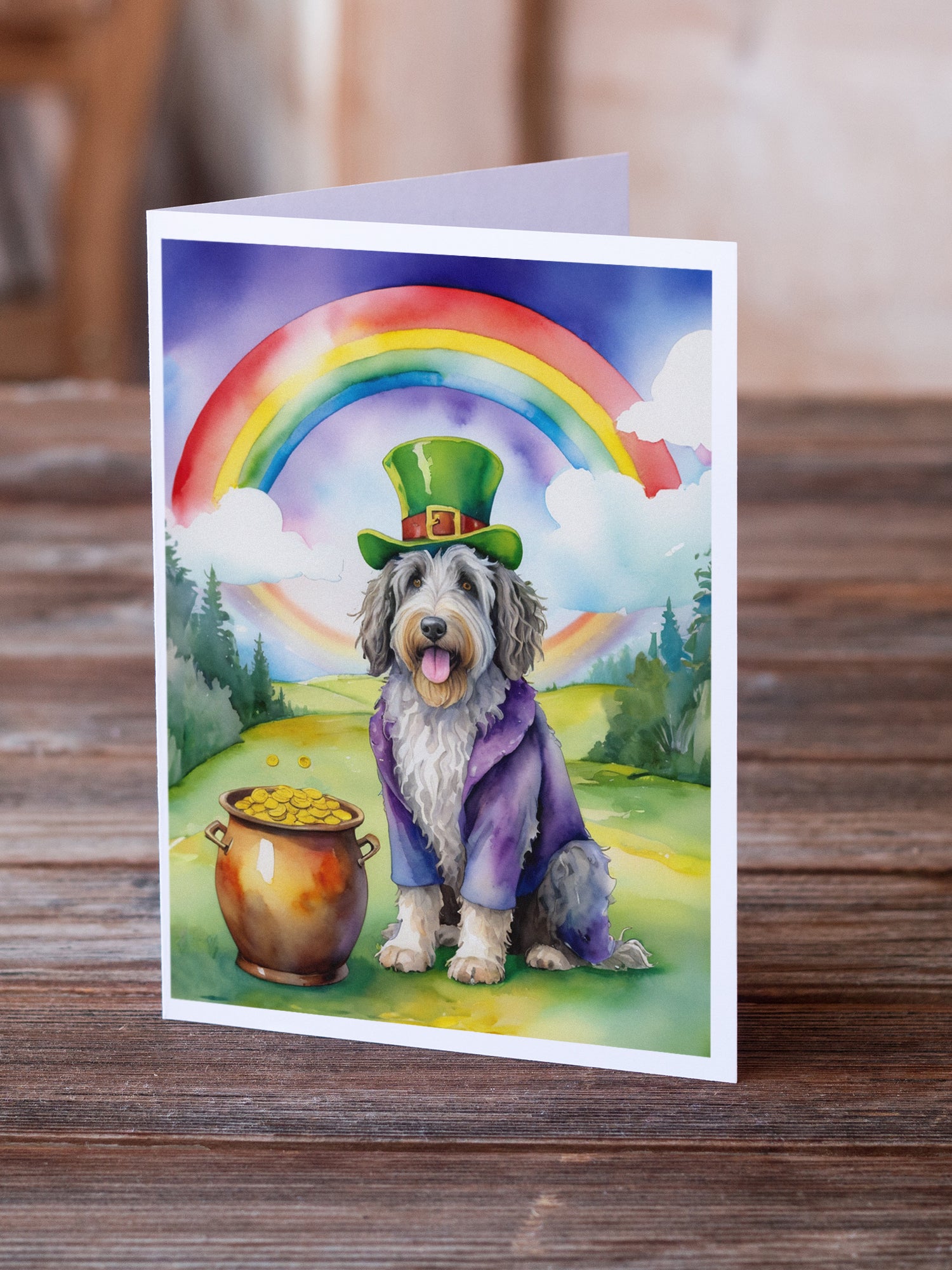 Buy this Bergamasco Sheepdog St Patrick's Day Greeting Cards Pack of 8