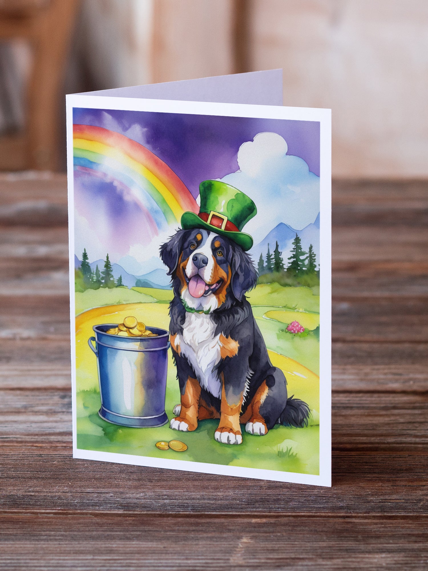 Buy this Bernese Mountain Dog St Patrick's Day Greeting Cards Pack of 8
