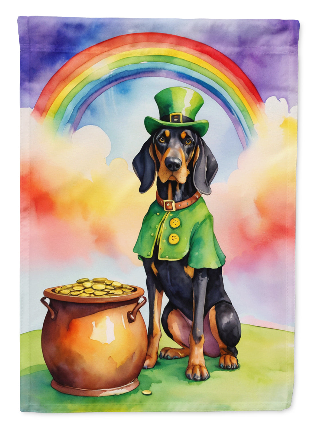 Buy this Black and Tan Coonhound St Patrick's Day Garden Flag