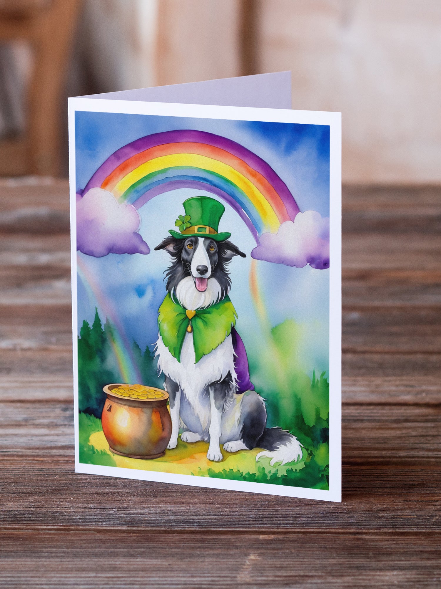 Buy this Borzoi St Patrick's Day Greeting Cards Pack of 8