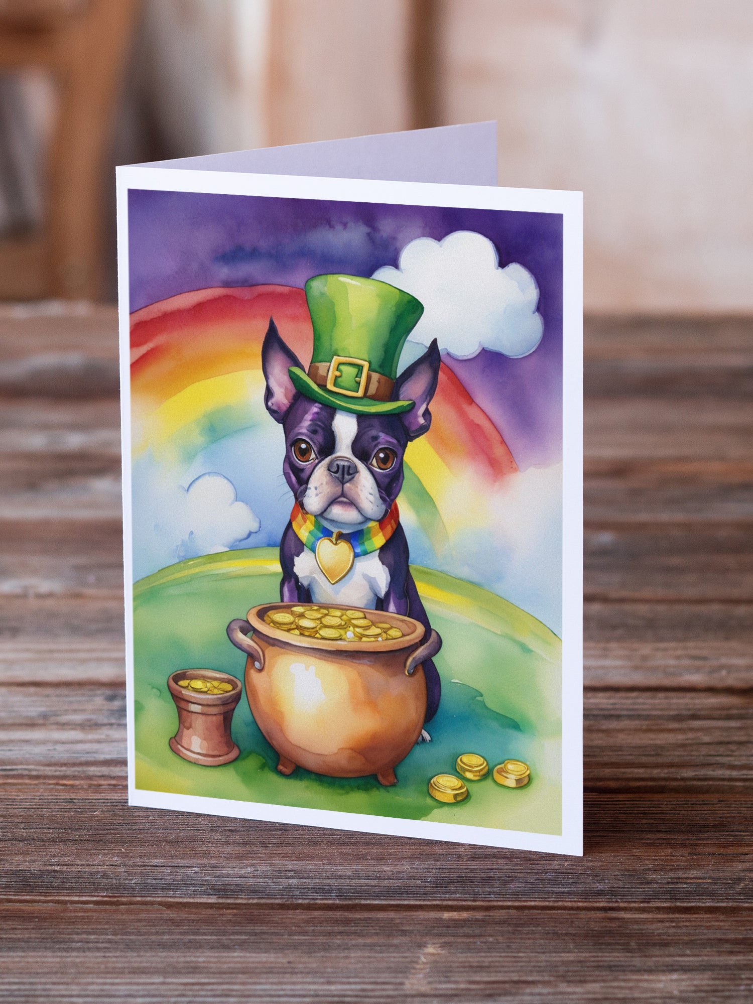 Buy this Boston Terrier St Patrick's Day Greeting Cards Pack of 8