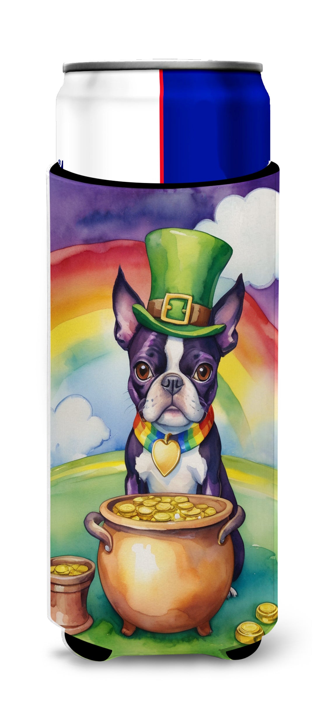 Buy this Boston Terrier St Patrick's Day Hugger for Ultra Slim Cans