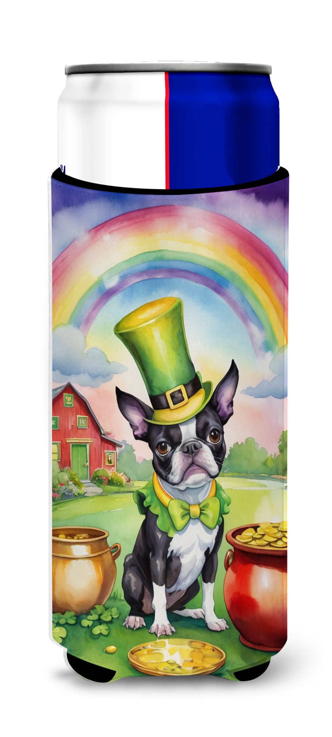 Buy this Boston Terrier St Patrick's Day Hugger for Ultra Slim Cans