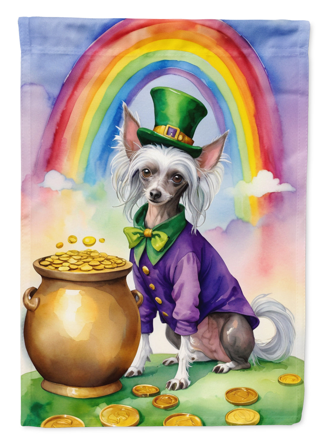 Buy this Chinese Crested St Patrick's Day House Flag