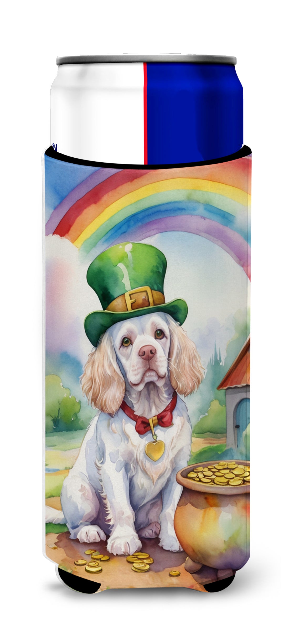 Buy this Clumber Spaniel St Patrick's Day Hugger for Ultra Slim Cans