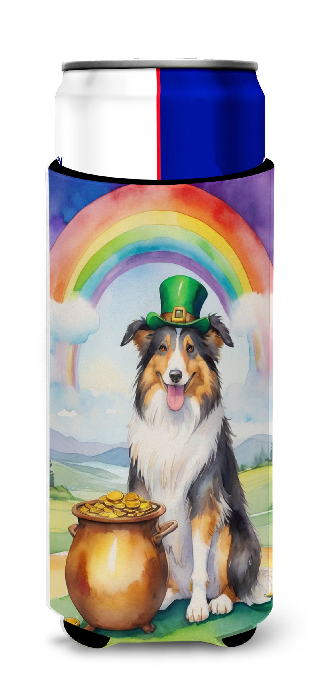 Buy this Collie St Patrick's Day Hugger for Ultra Slim Cans