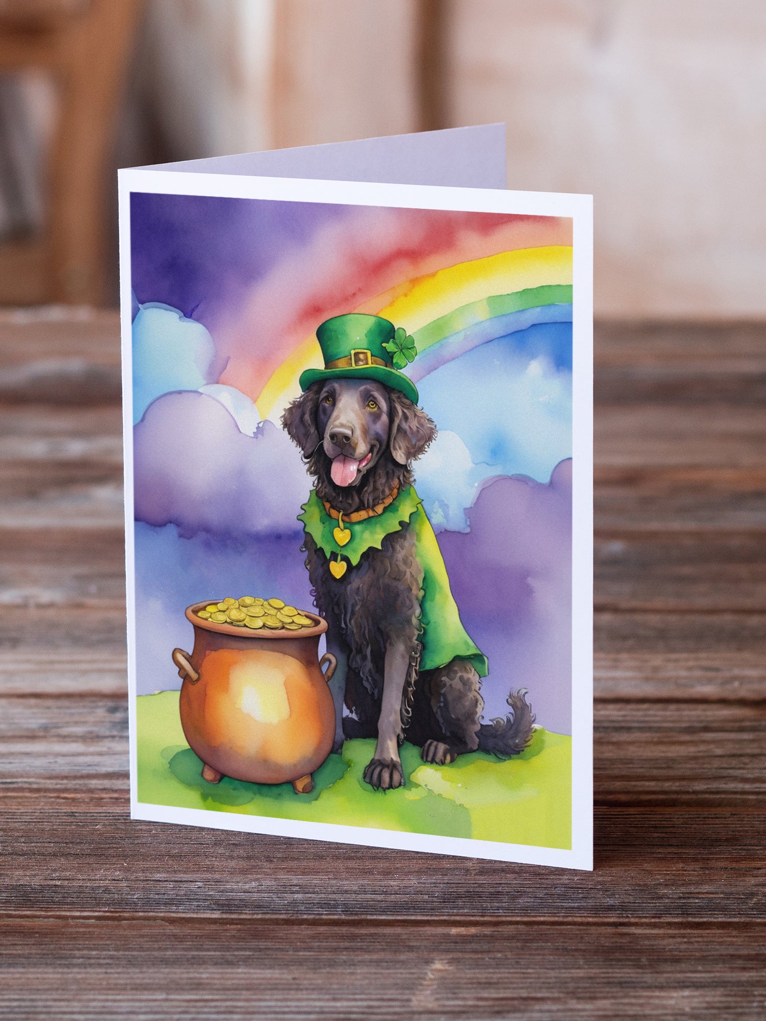 Curly-Coated Retriever St Patrick's Day Greeting Cards Pack of 8