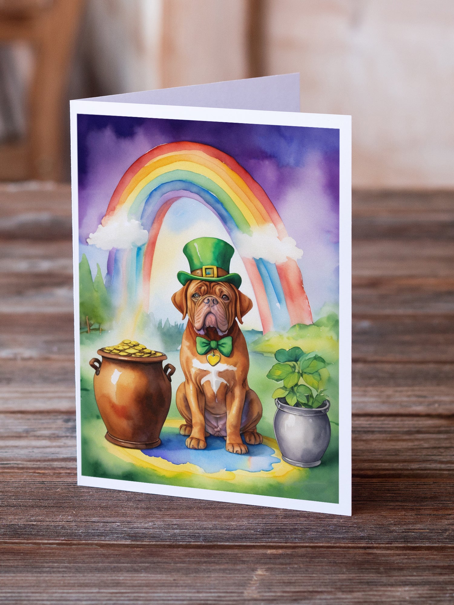 Buy this Dogue de Bordeaux St Patrick's Day Greeting Cards Pack of 8