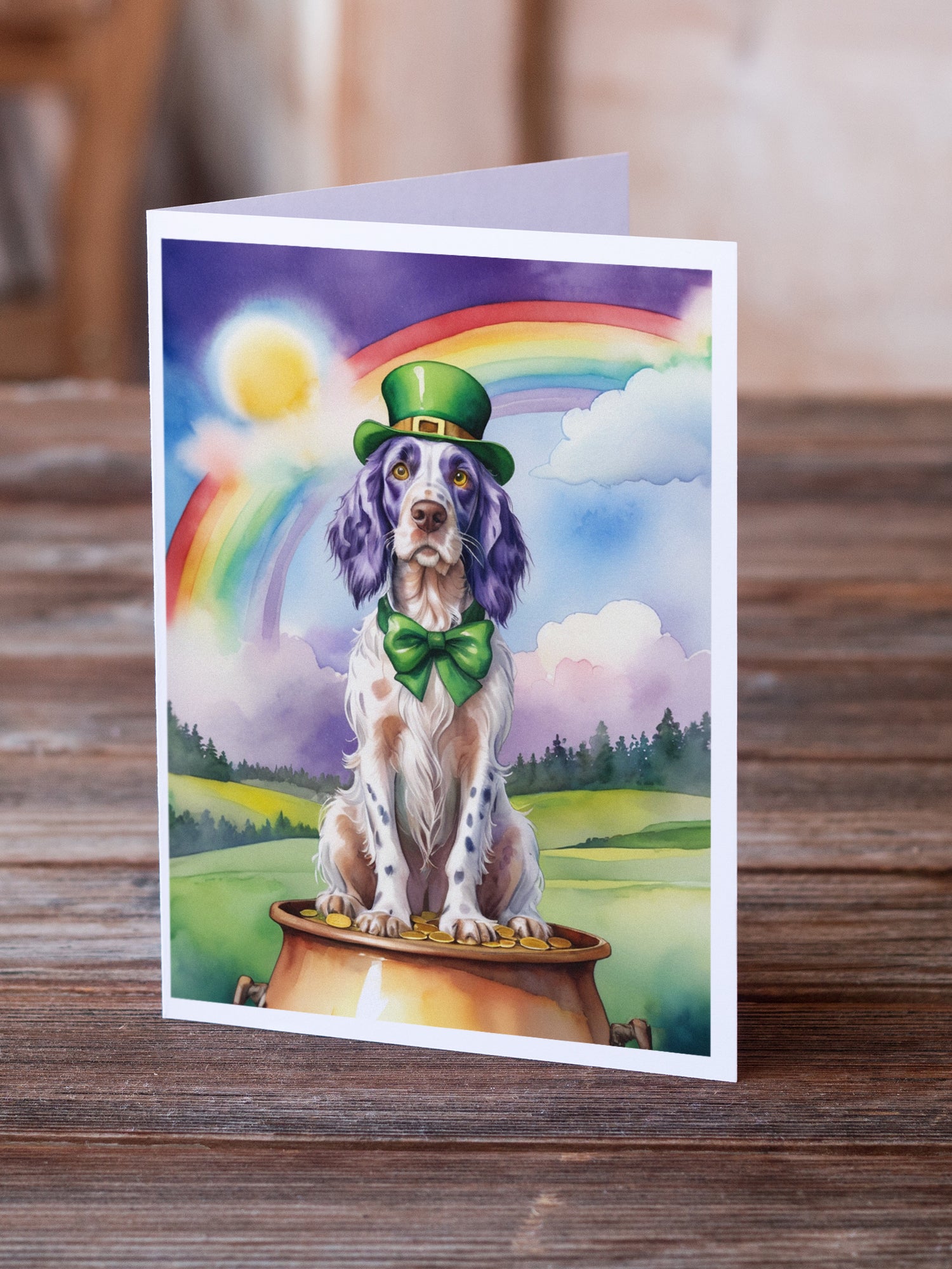 English Setter St Patrick's Day Greeting Cards Pack of 8
