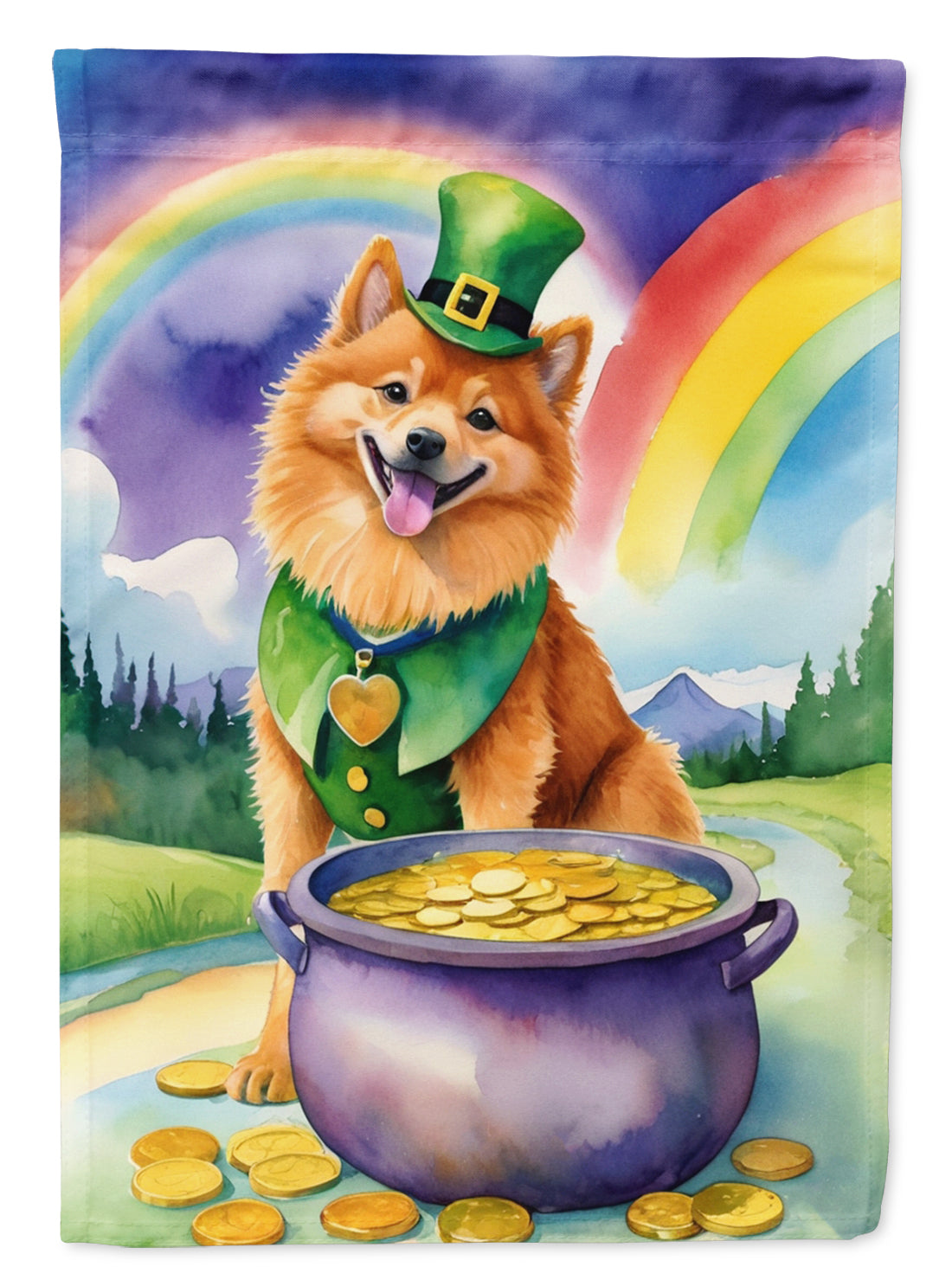 Buy this Finnish Spitz St Patrick's Day House Flag
