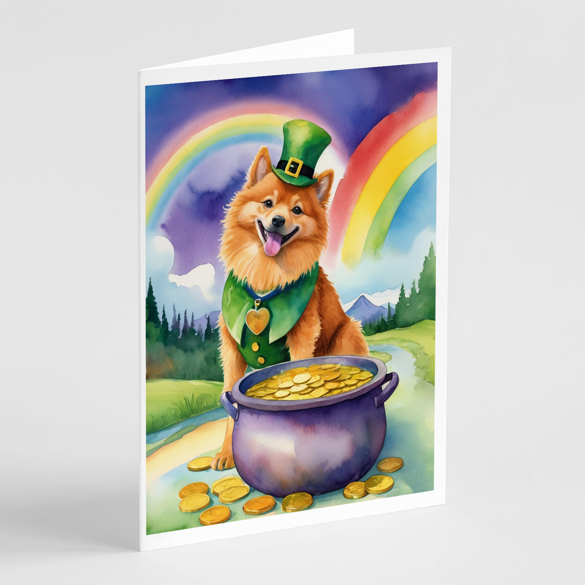 Buy this Finnish Spitz St Patrick&#39;s Day Greeting Cards Pack of 8