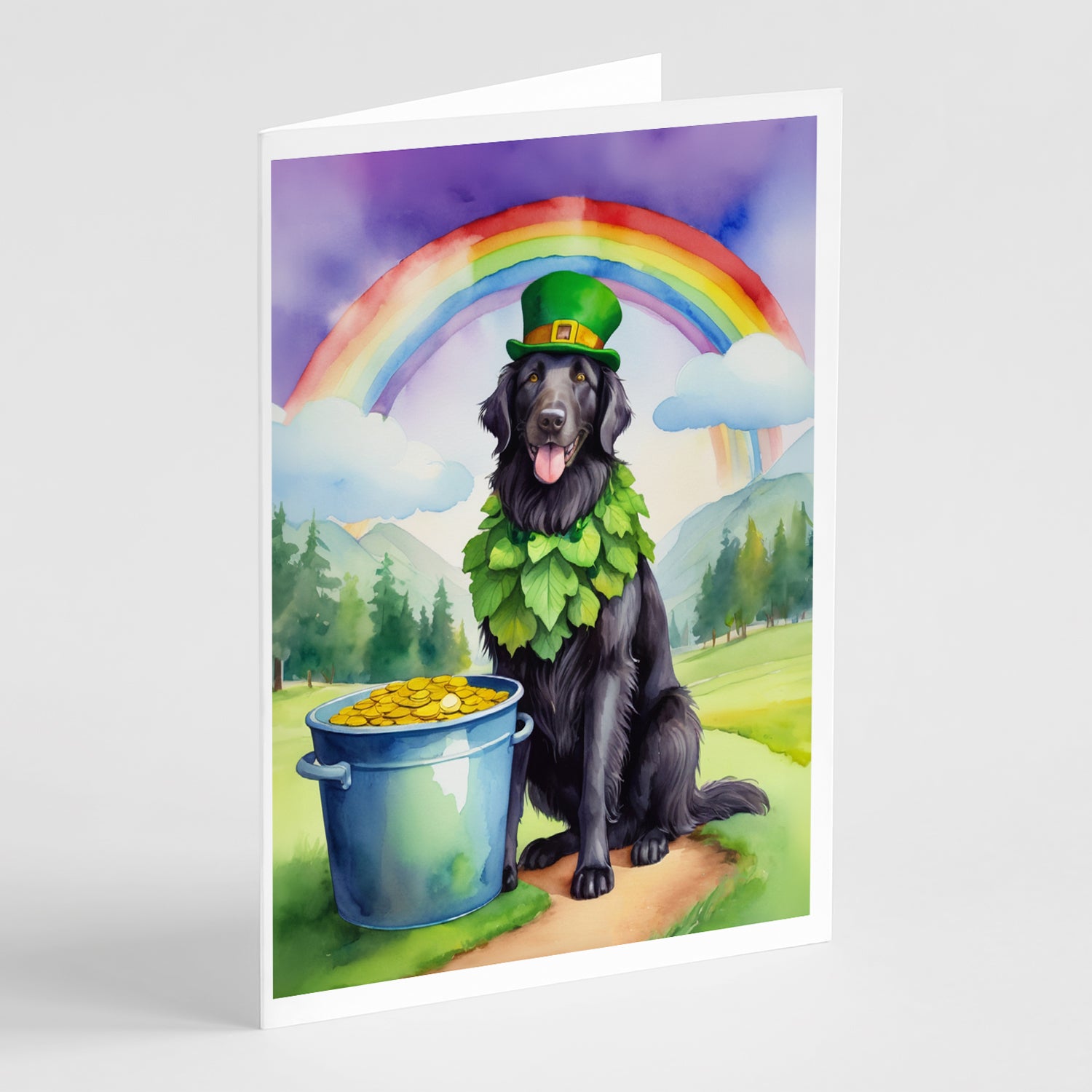 Buy this Flat-Coated Retriever St Patrick's Day Greeting Cards Pack of 8