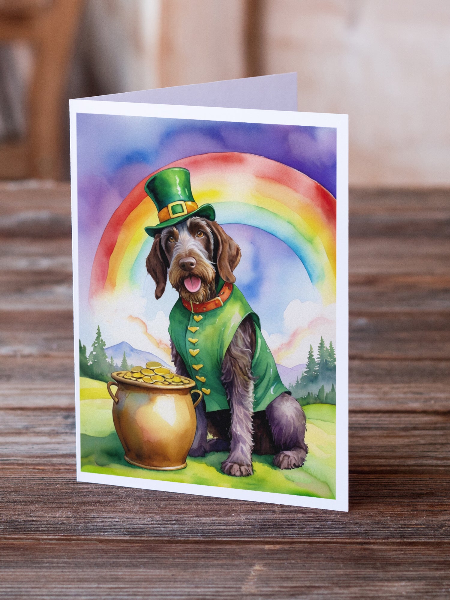 German Wirehaired Pointer St Patrick's Day Greeting Cards Pack of 8