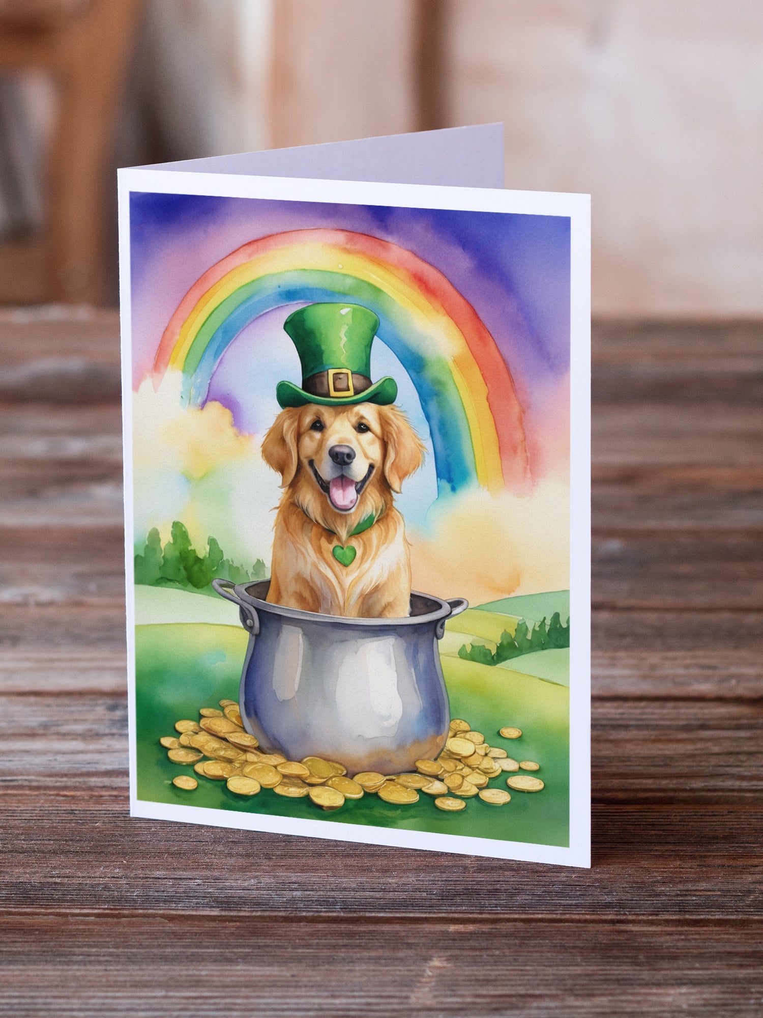 Buy this Golden Retriever St Patrick's Day Greeting Cards Pack of 8