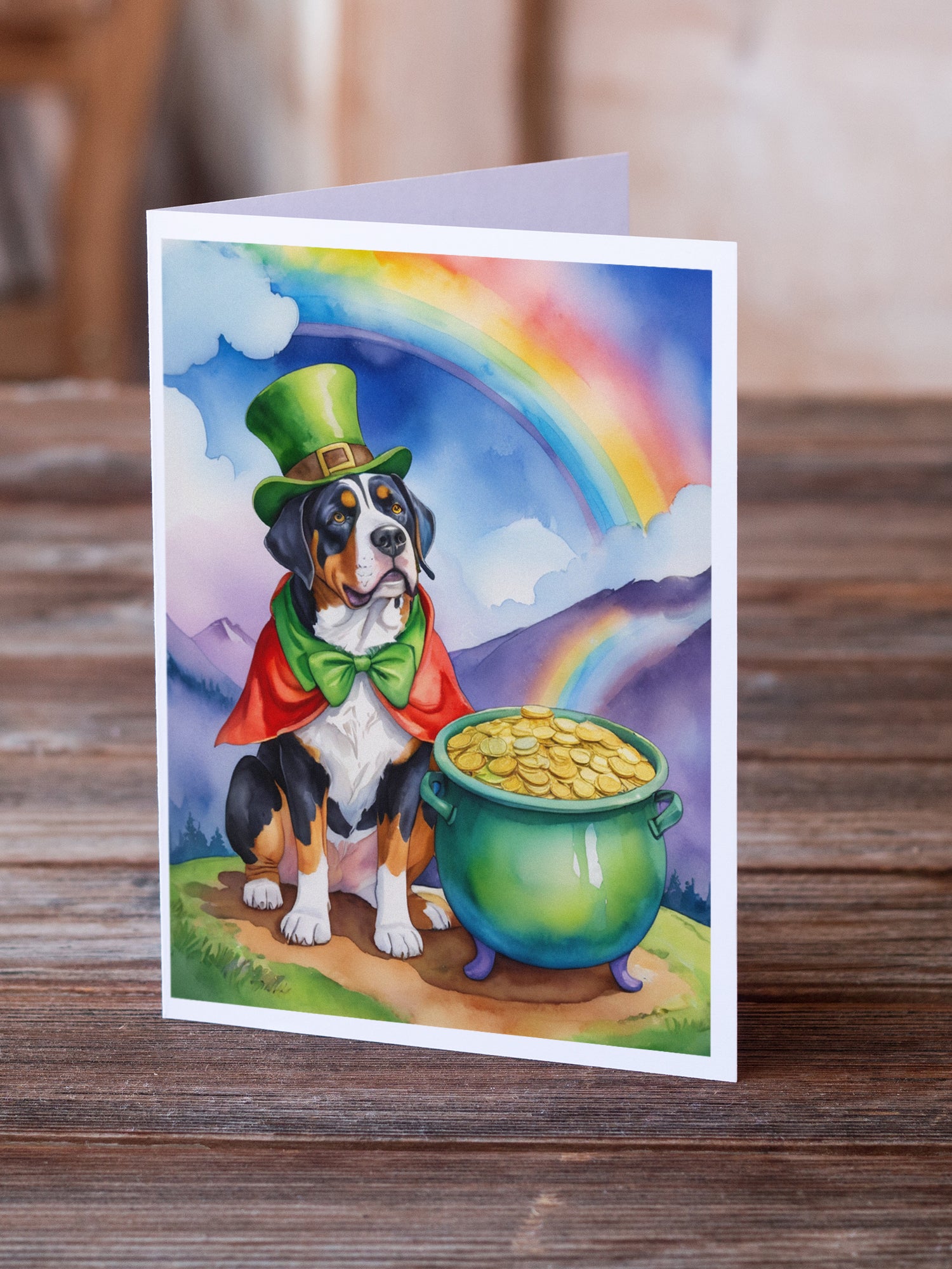 Buy this Greater Swiss Mountain Dog St Patrick's Day Greeting Cards Pack of 8