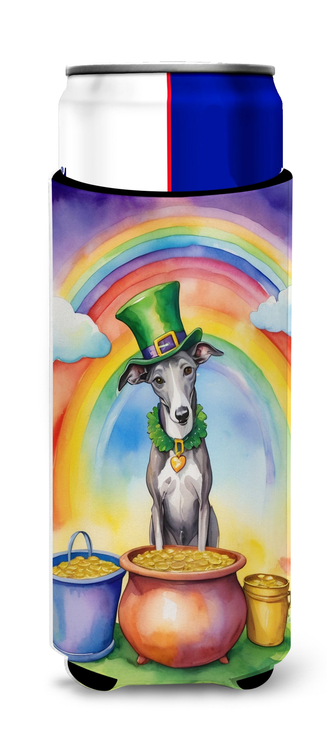 Buy this Greyhound St Patrick's Day Hugger for Ultra Slim Cans