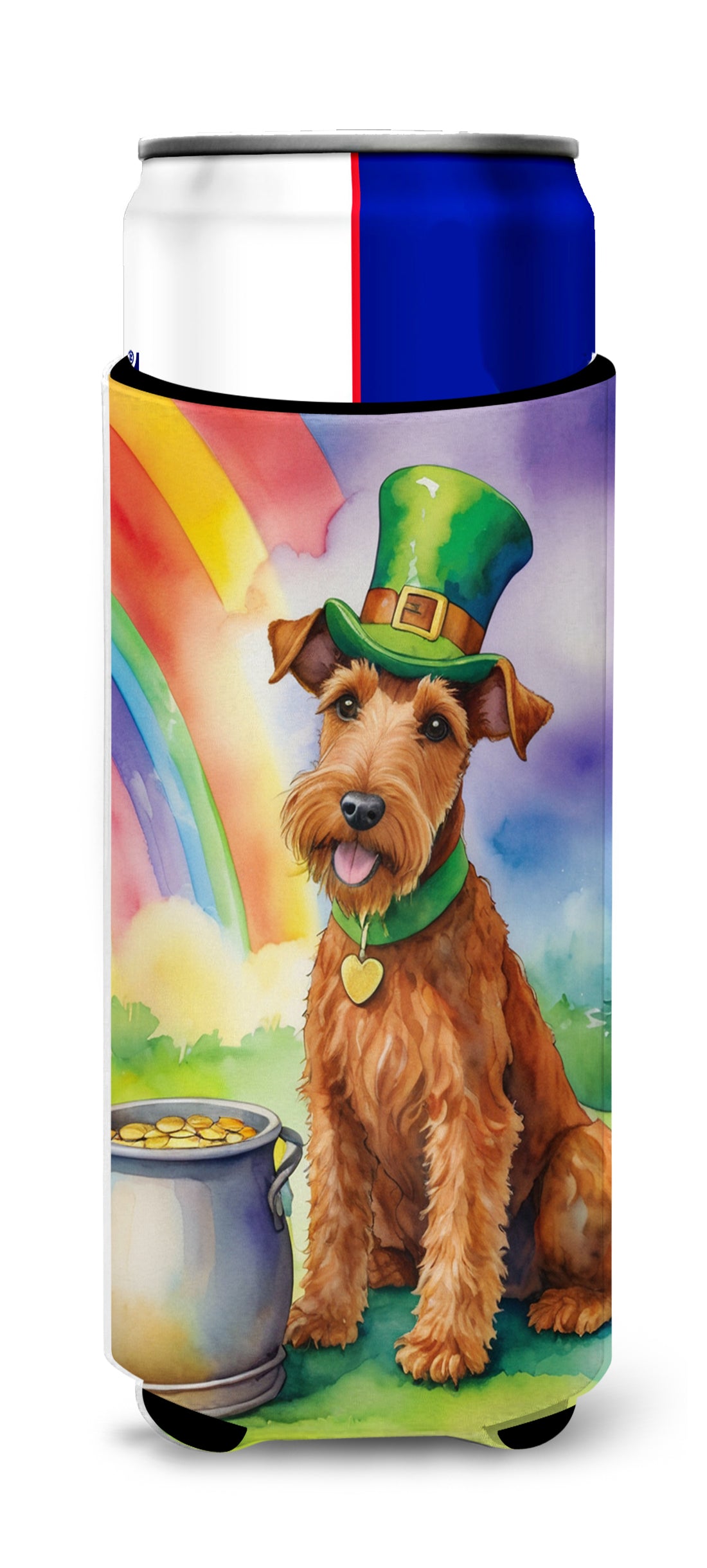 Buy this Irish Terrier St Patrick's Day Hugger for Ultra Slim Cans