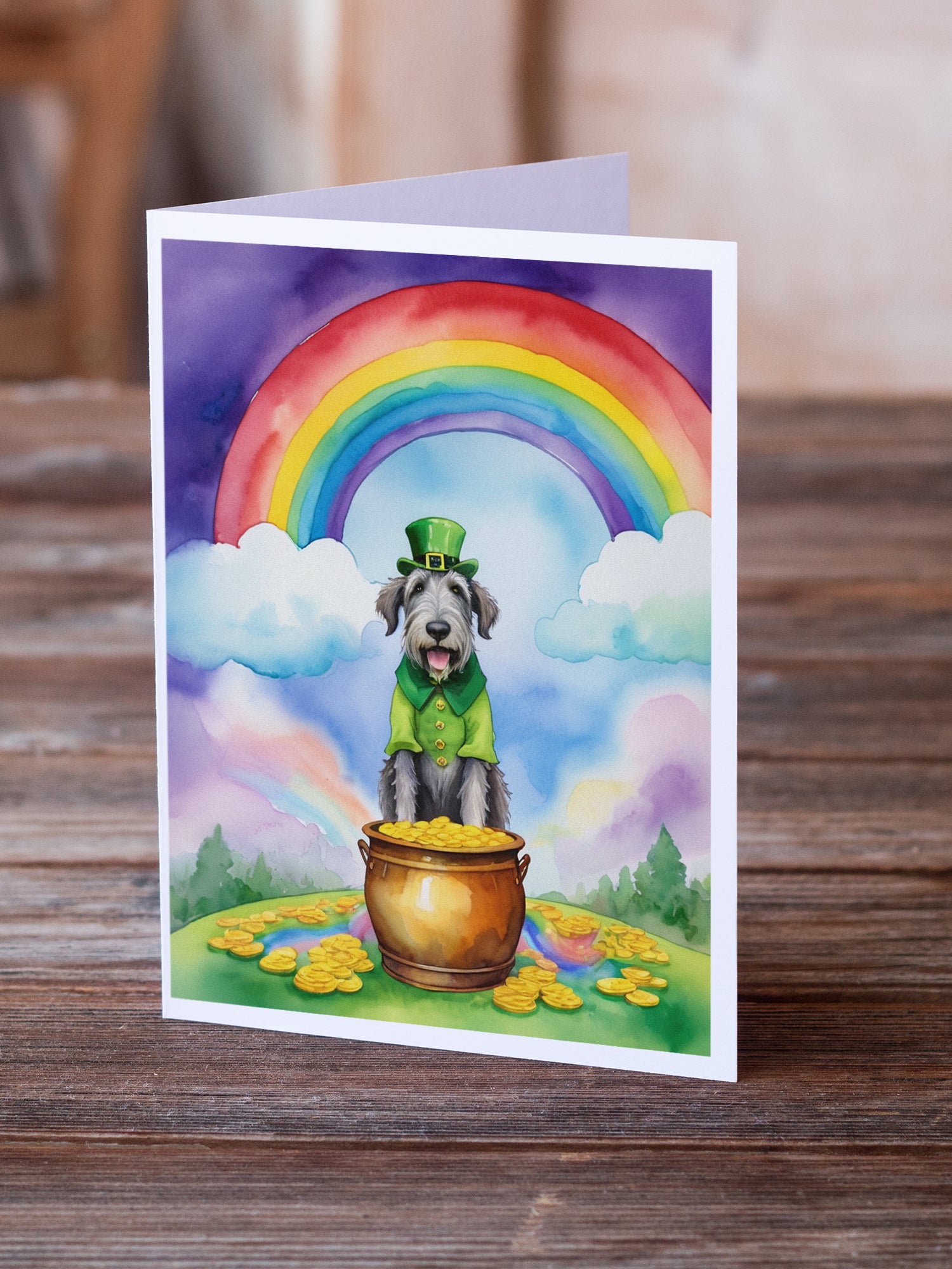 Buy this Irish Wolfhound St Patrick's Day Greeting Cards Pack of 8