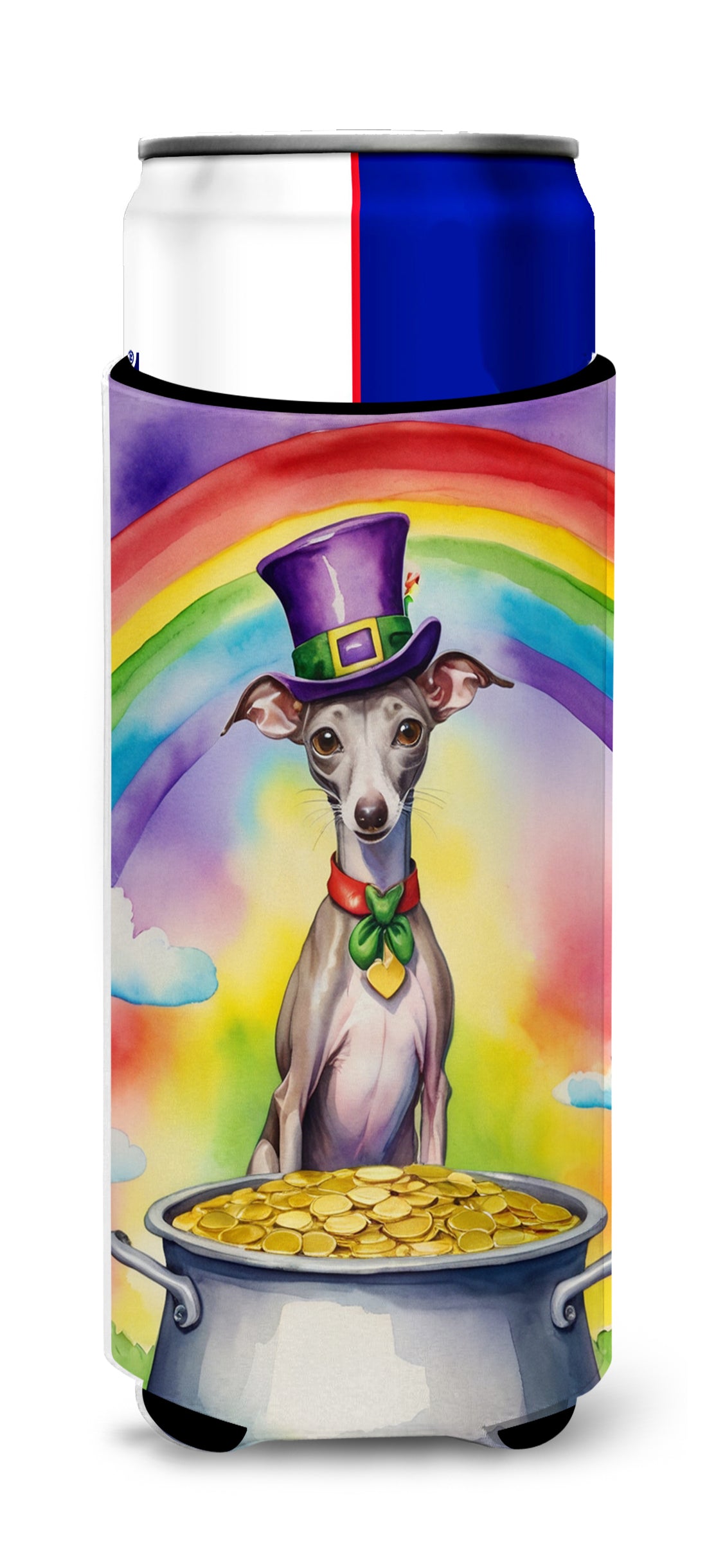 Buy this Italian Greyhound St Patrick's Day Hugger for Ultra Slim Cans