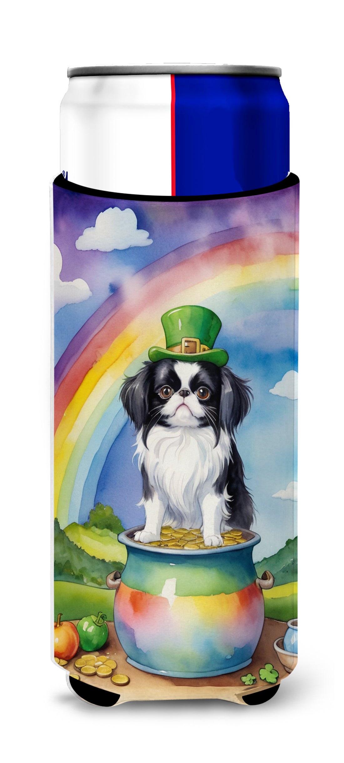 Buy this Japanese Chin St Patrick&#39;s Day Hugger for Ultra Slim Cans