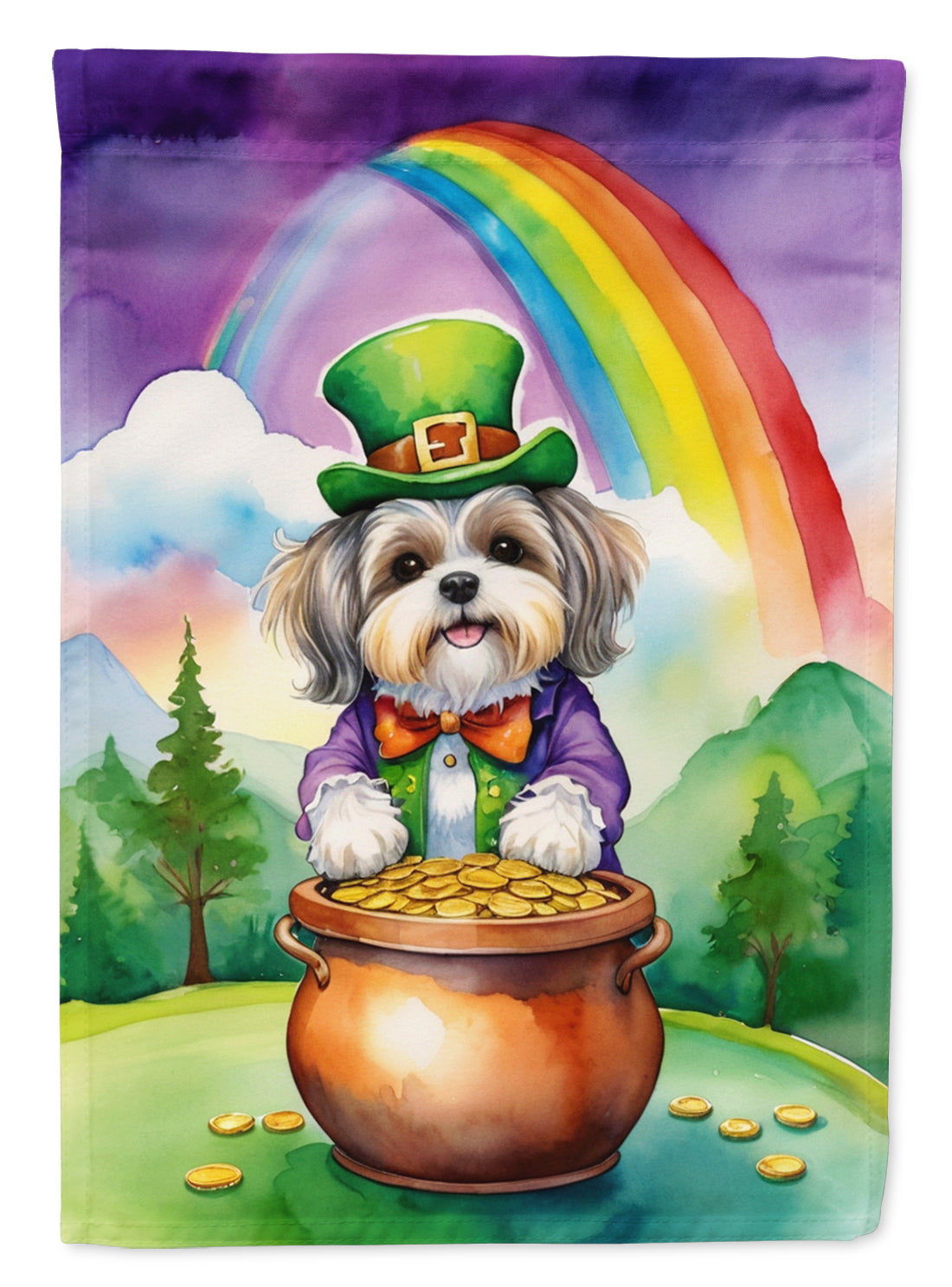 Buy this Lhasa Apso St Patrick's Day House Flag