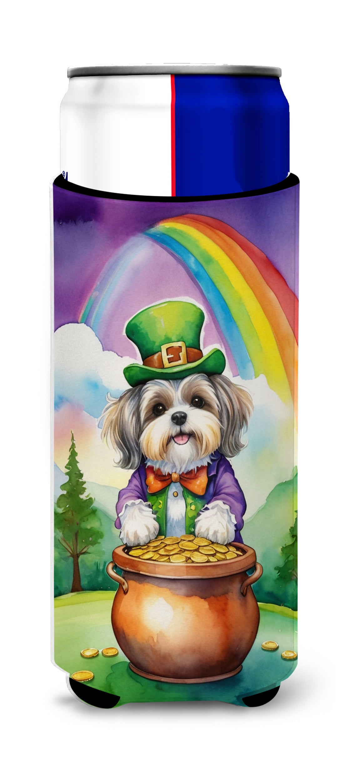 Buy this Lhasa Apso St Patrick's Day Hugger for Ultra Slim Cans