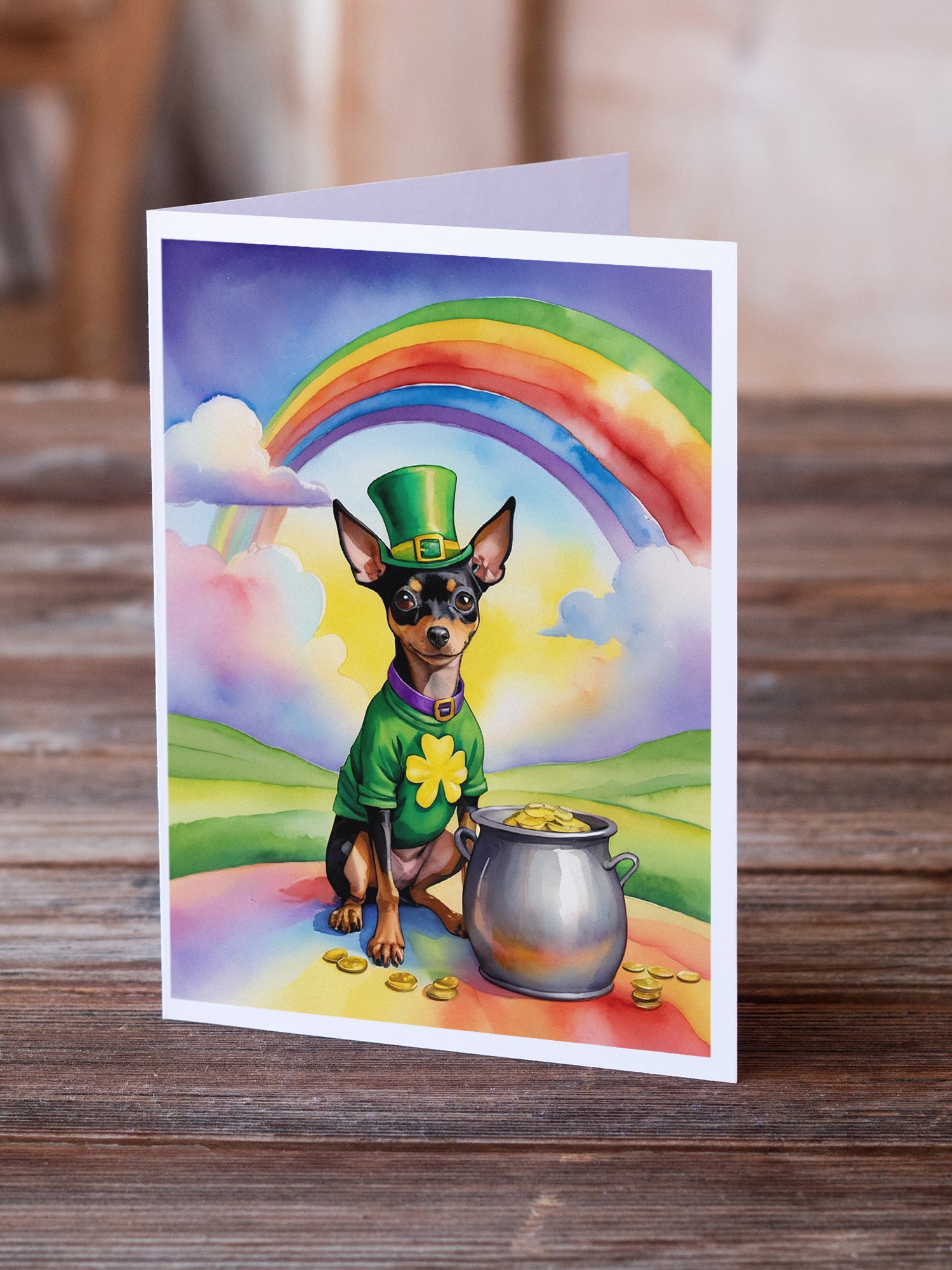 Buy this Miniature Pinscher St Patrick's Day Greeting Cards Pack of 8