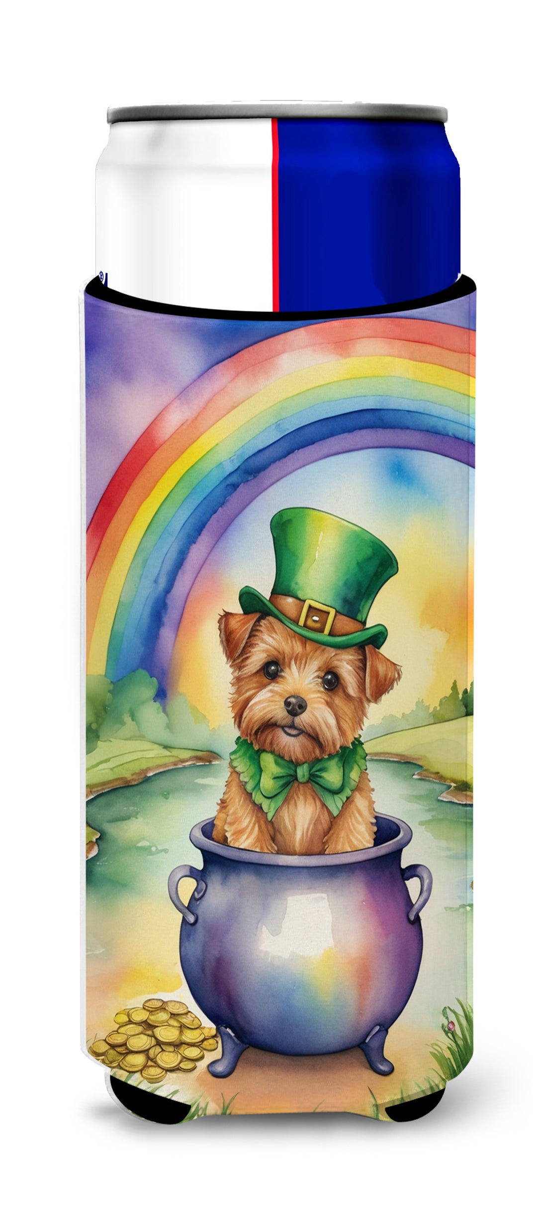Buy this Norfolk Terrier St Patrick's Day Hugger for Ultra Slim Cans