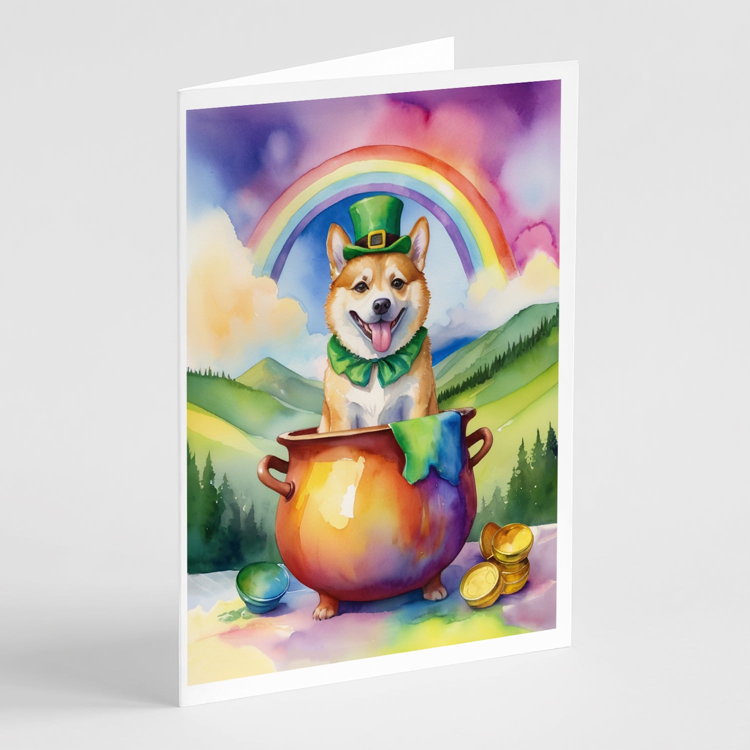 Buy this Norwegian Buhund St Patrick's Day Greeting Cards Pack of 8