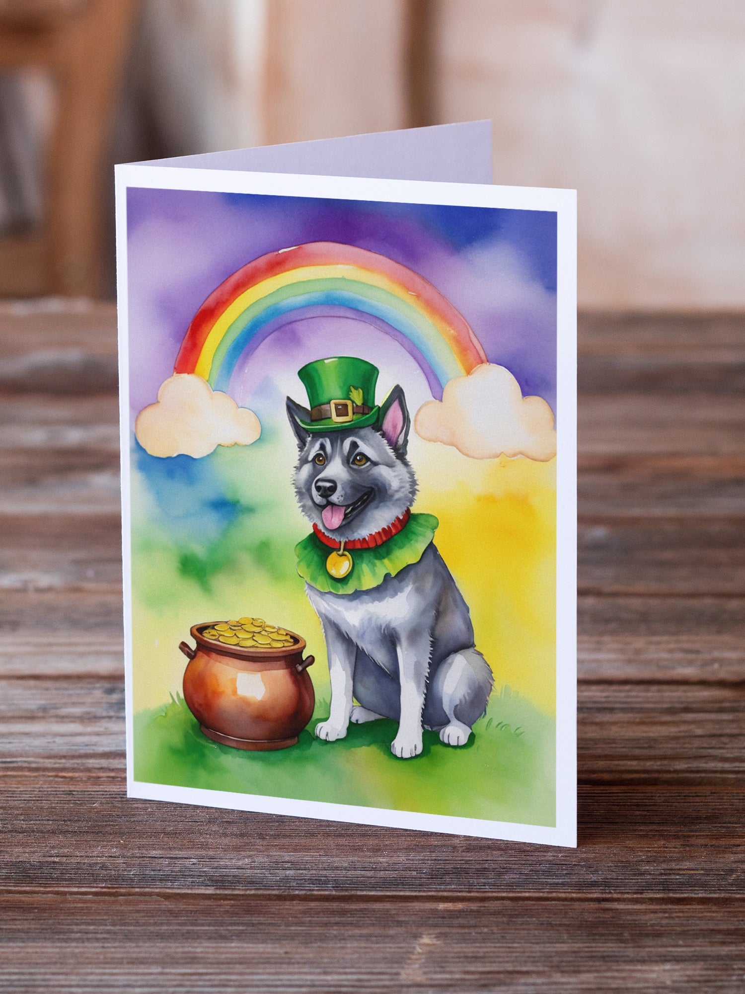 Buy this Norwegian Elkhound St Patrick's Day Greeting Cards Pack of 8