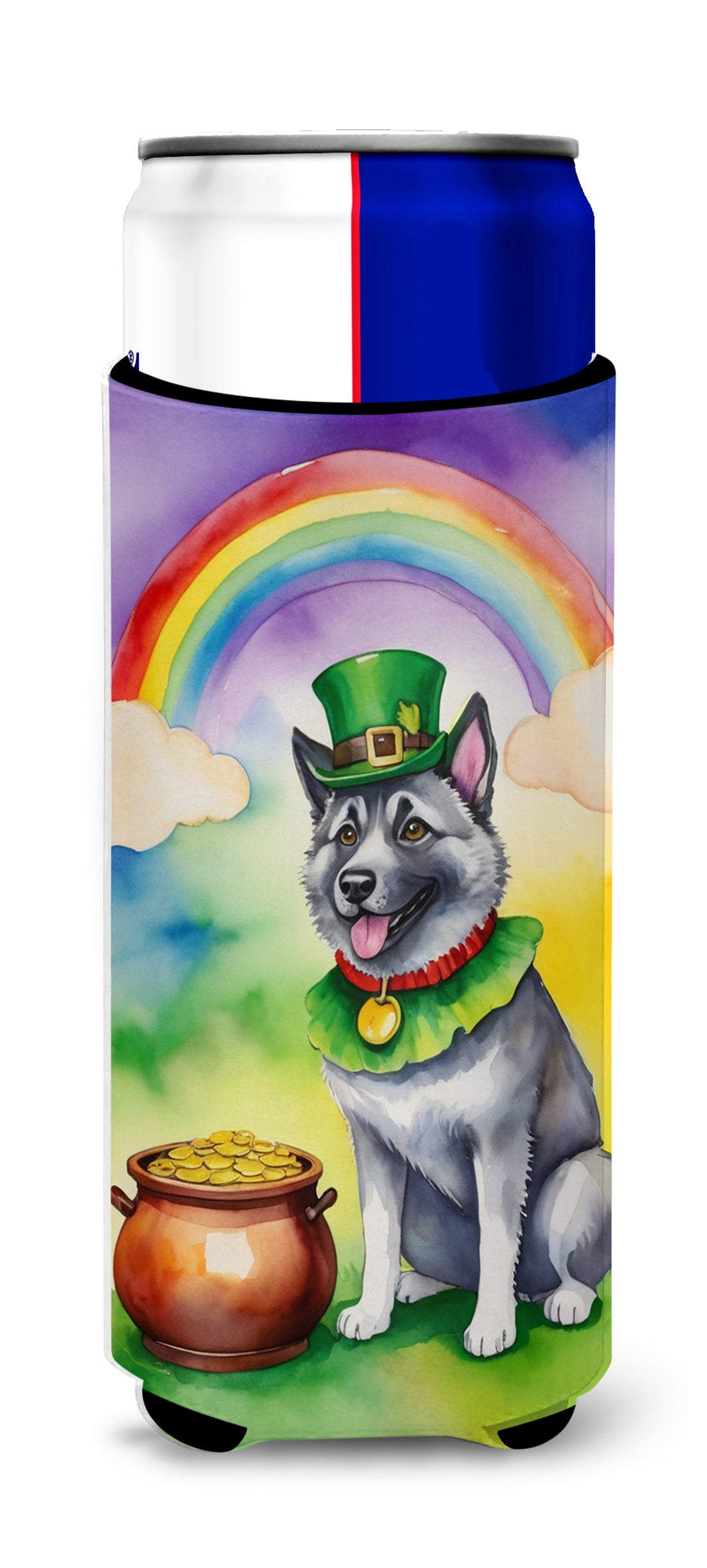 Buy this Norwegian Elkhound St Patrick's Day Hugger for Ultra Slim Cans