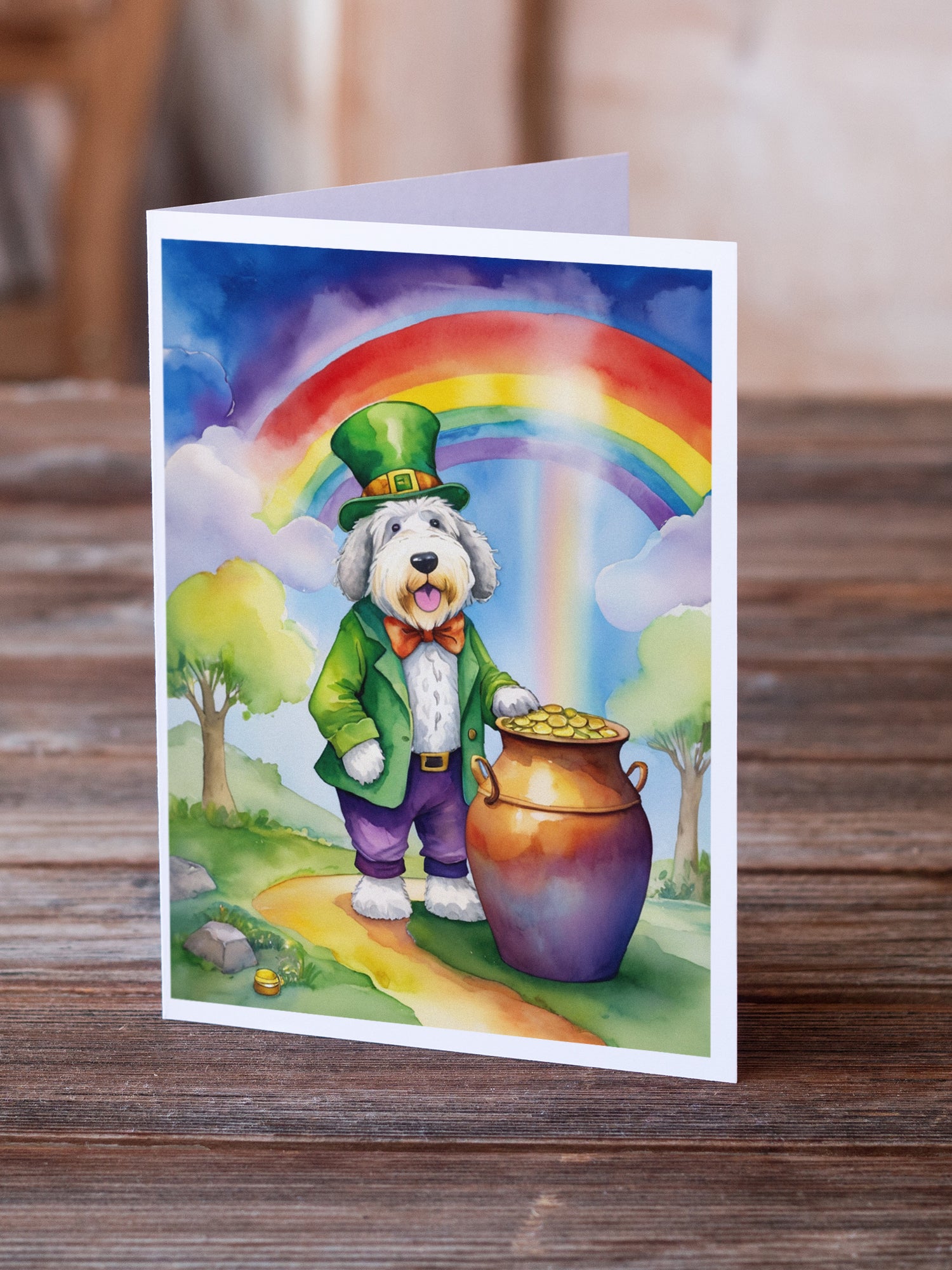 Buy this Old English Sheepdog St Patrick's Day Greeting Cards Pack of 8